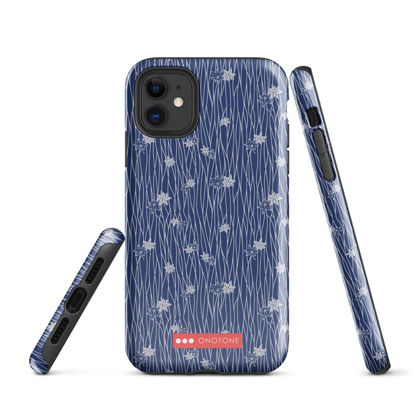 Japanese design indigo iPhone® Case with flower patterns