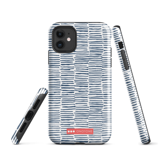 Japanese design indigo iPhone® Case with blue lines  (IND-029)