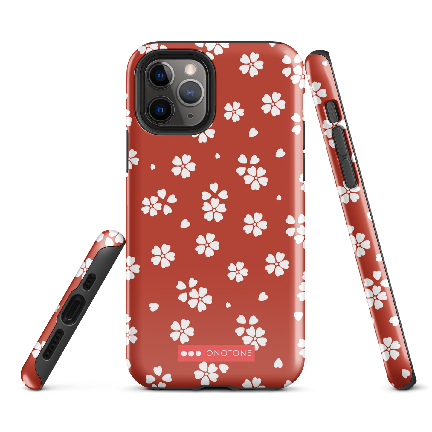 Japanese design indigo iPhone® Case with red floral patterns