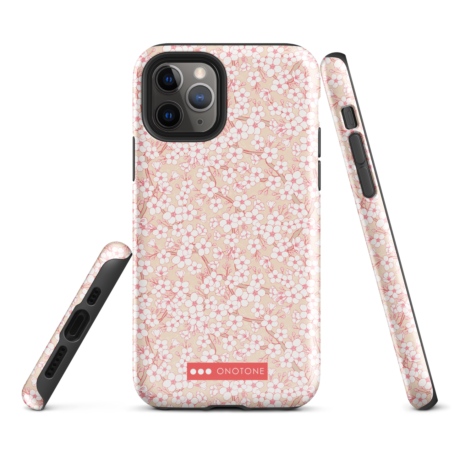 Japanese design indigo iPhone® Case with pink cherry blossom
