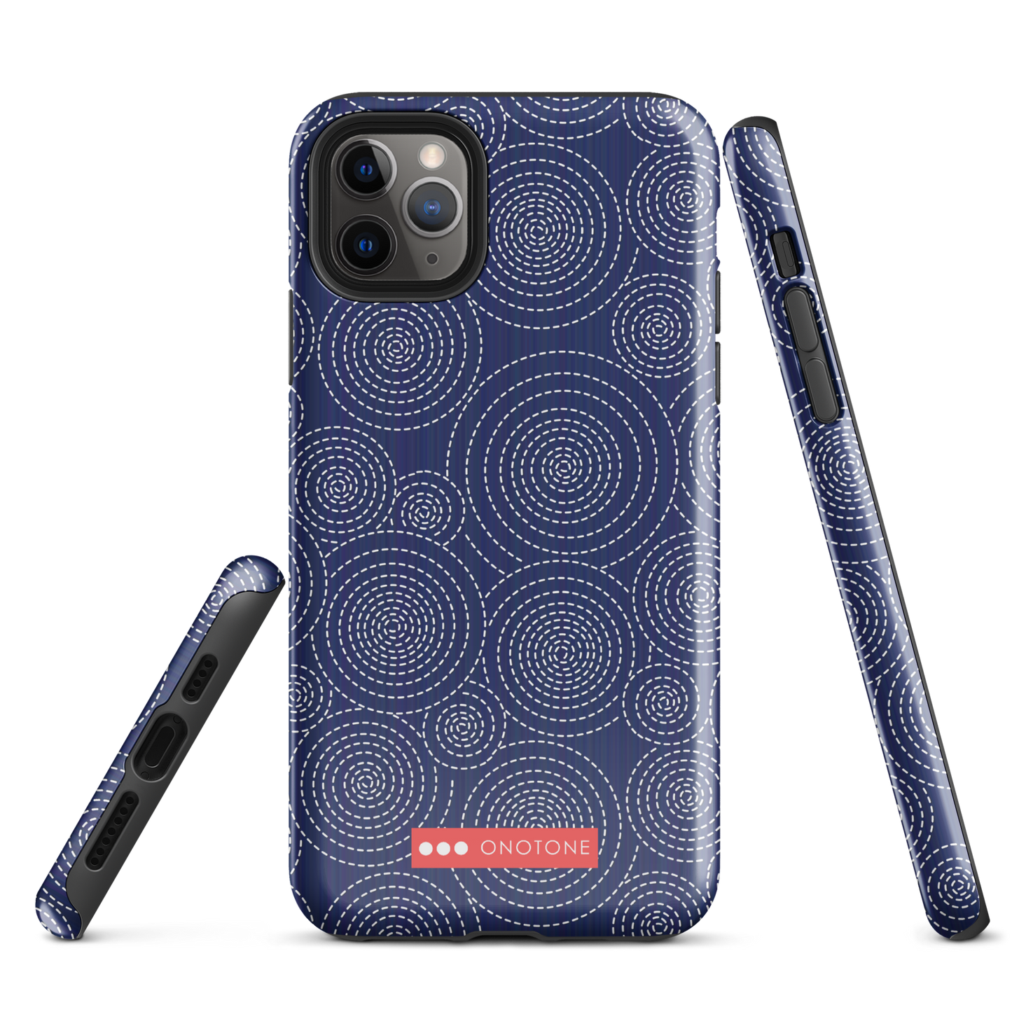 Japanese design indigo iPhone® Case with circular patterns