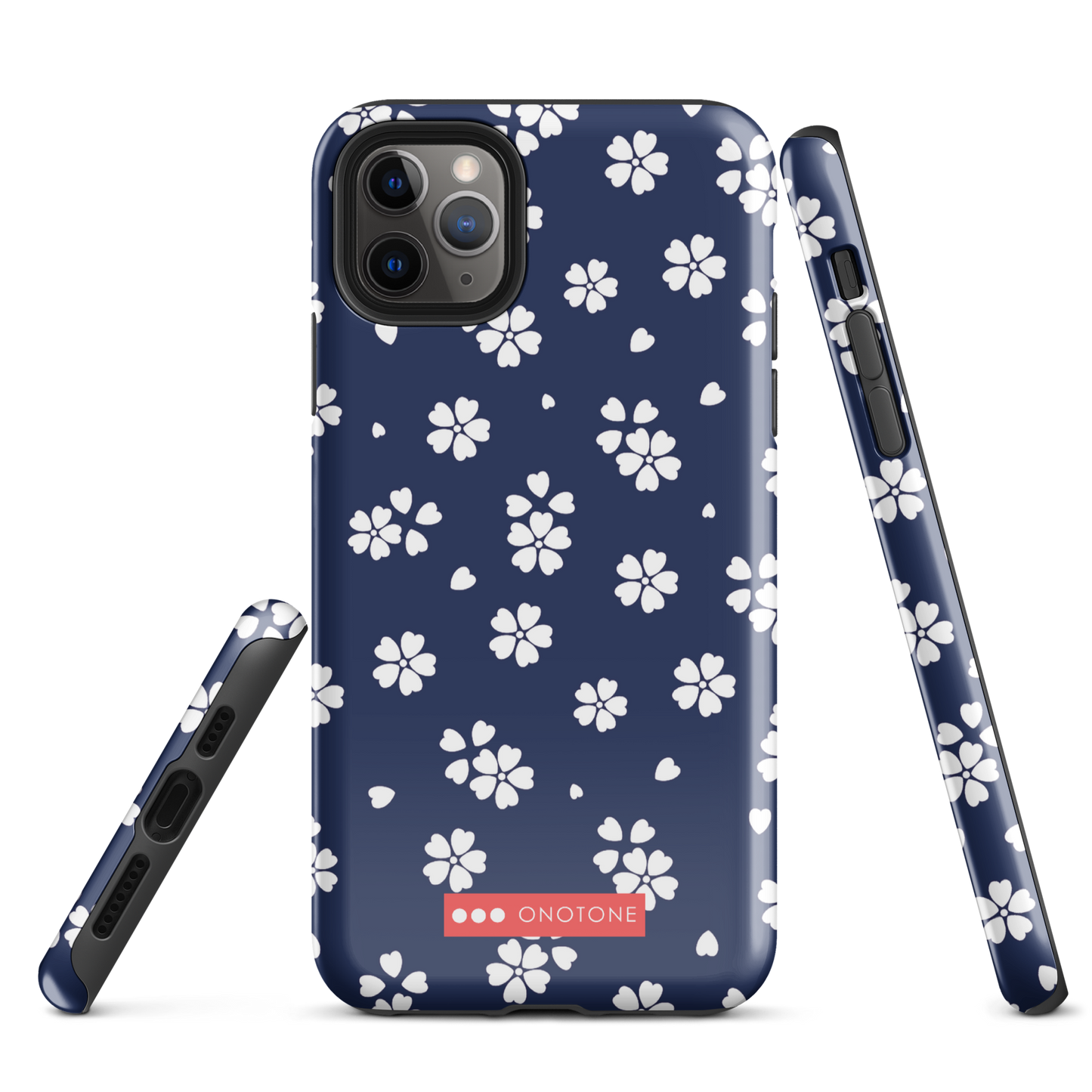 Japanese design indigo iPhone® Case with blue sakura patterns