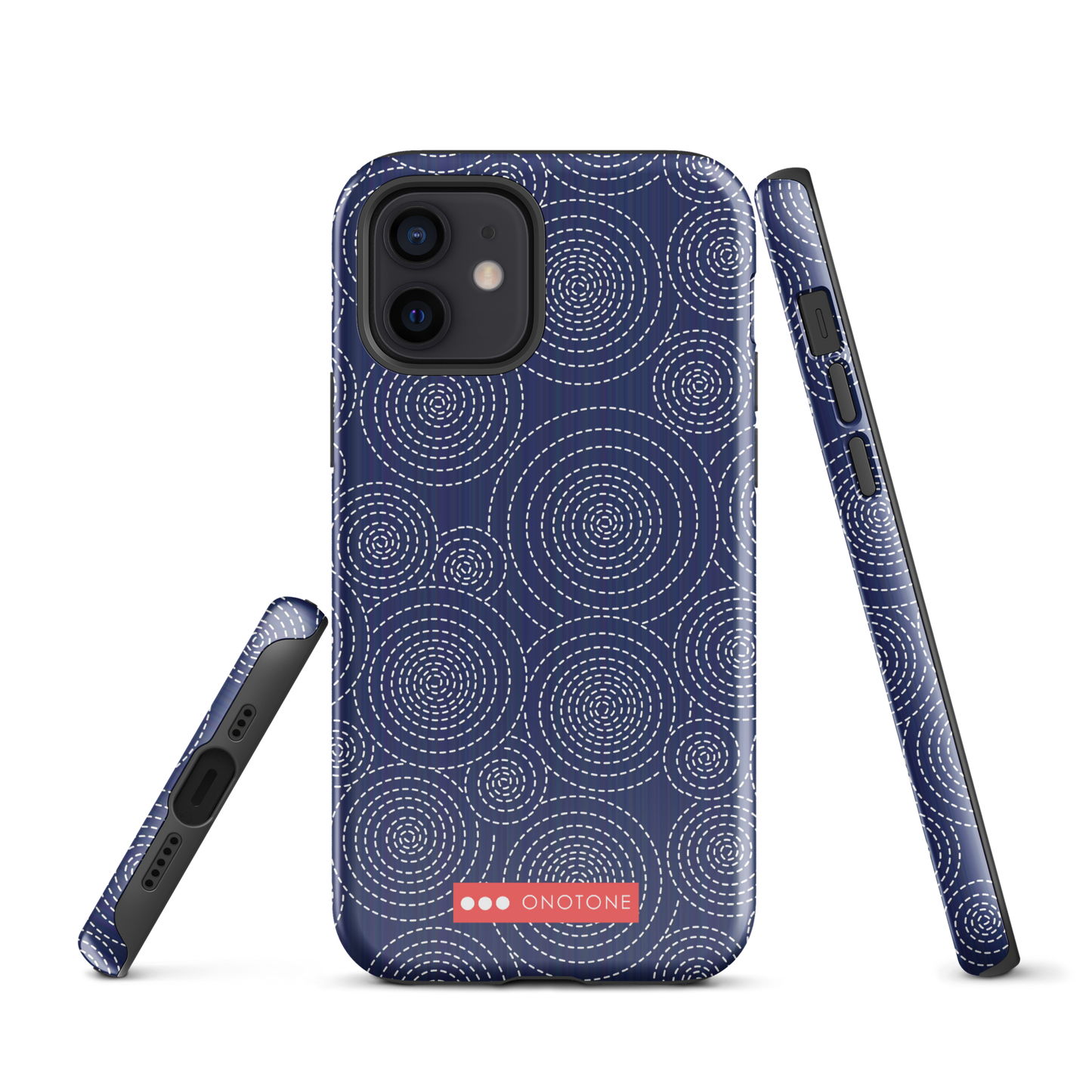 Japanese design indigo iPhone® Case with circular patterns