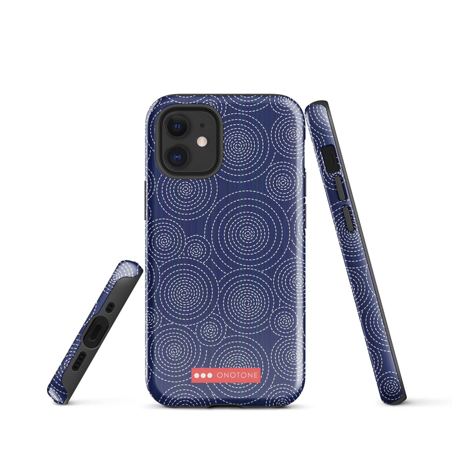 Japanese design indigo iPhone® Case with circular patterns