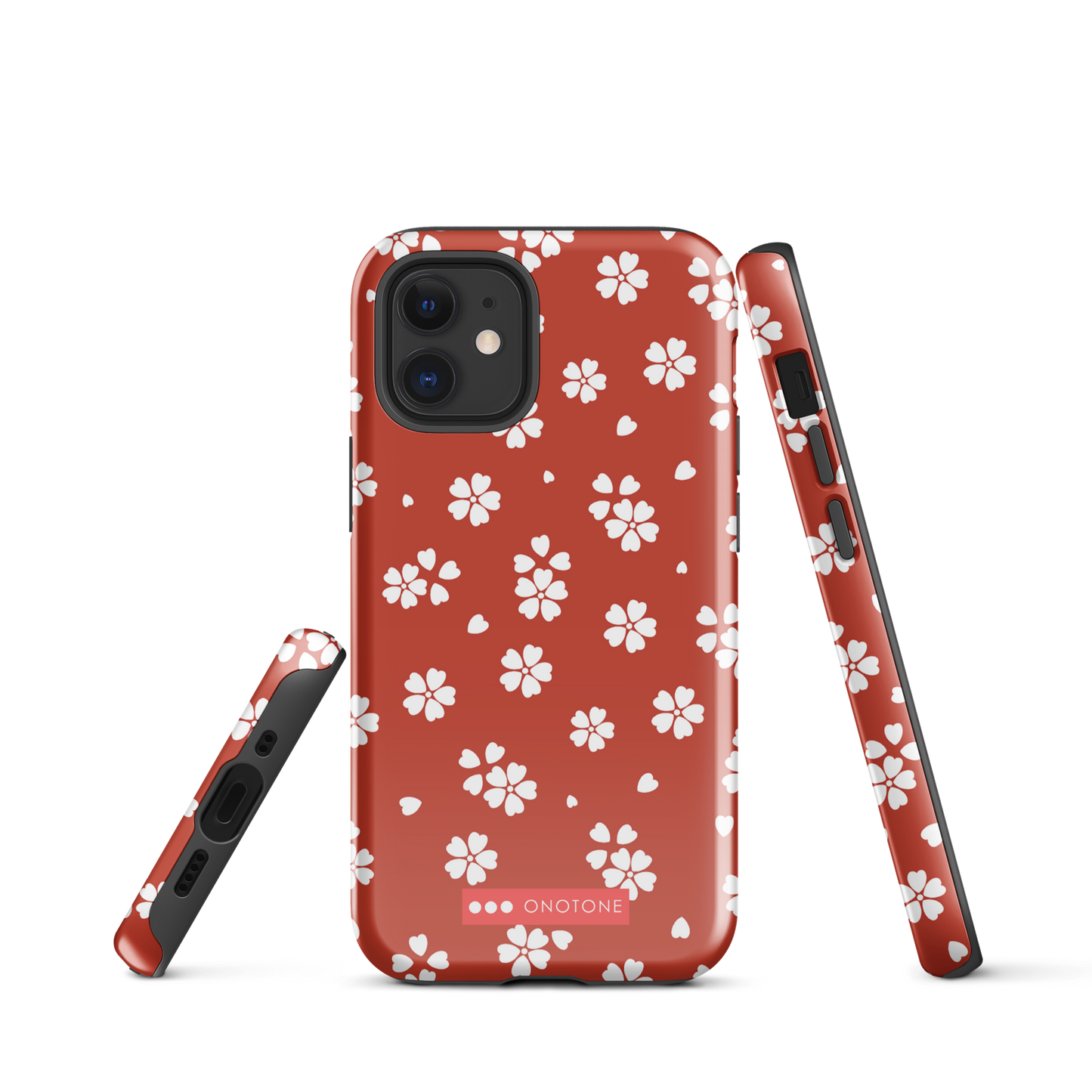 Japanese design indigo iPhone® Case with red floral patterns