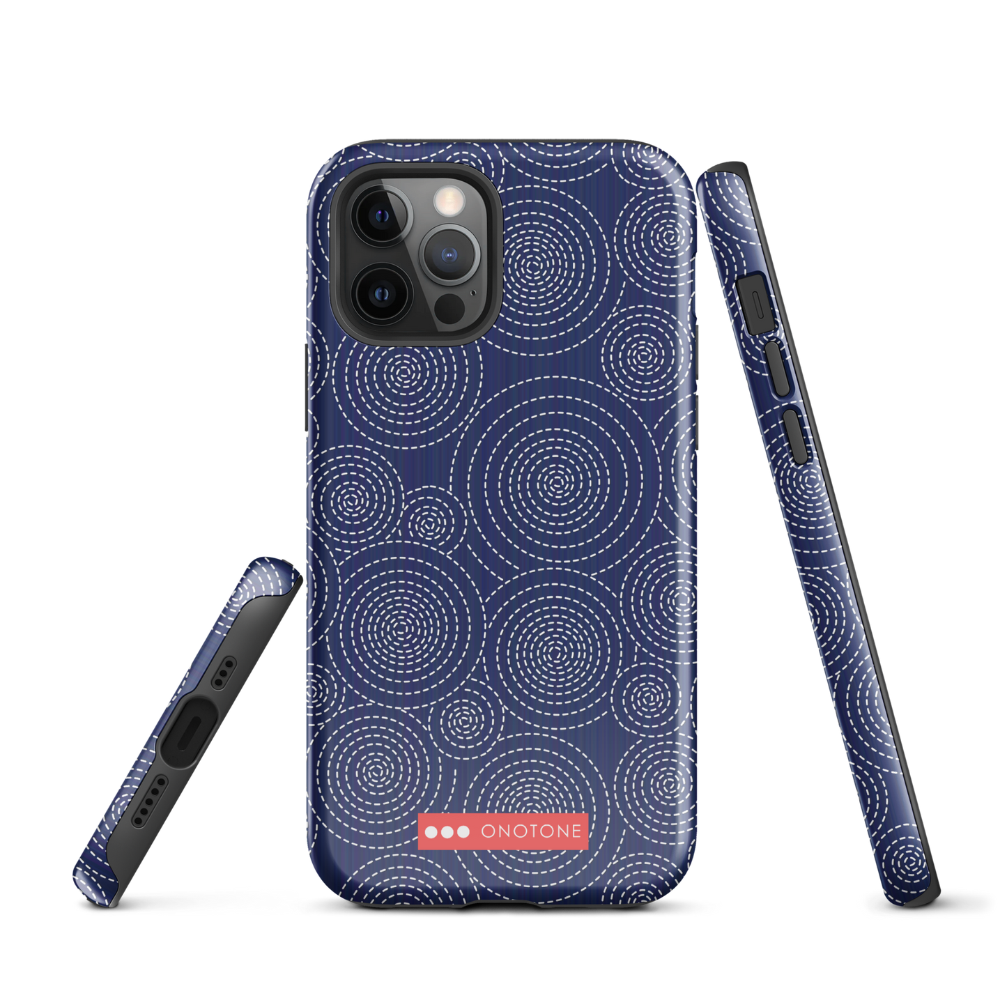 Japanese design indigo iPhone® Case with circular patterns
