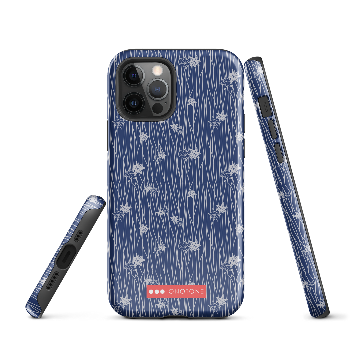 Japanese design indigo iPhone® Case with flower patterns