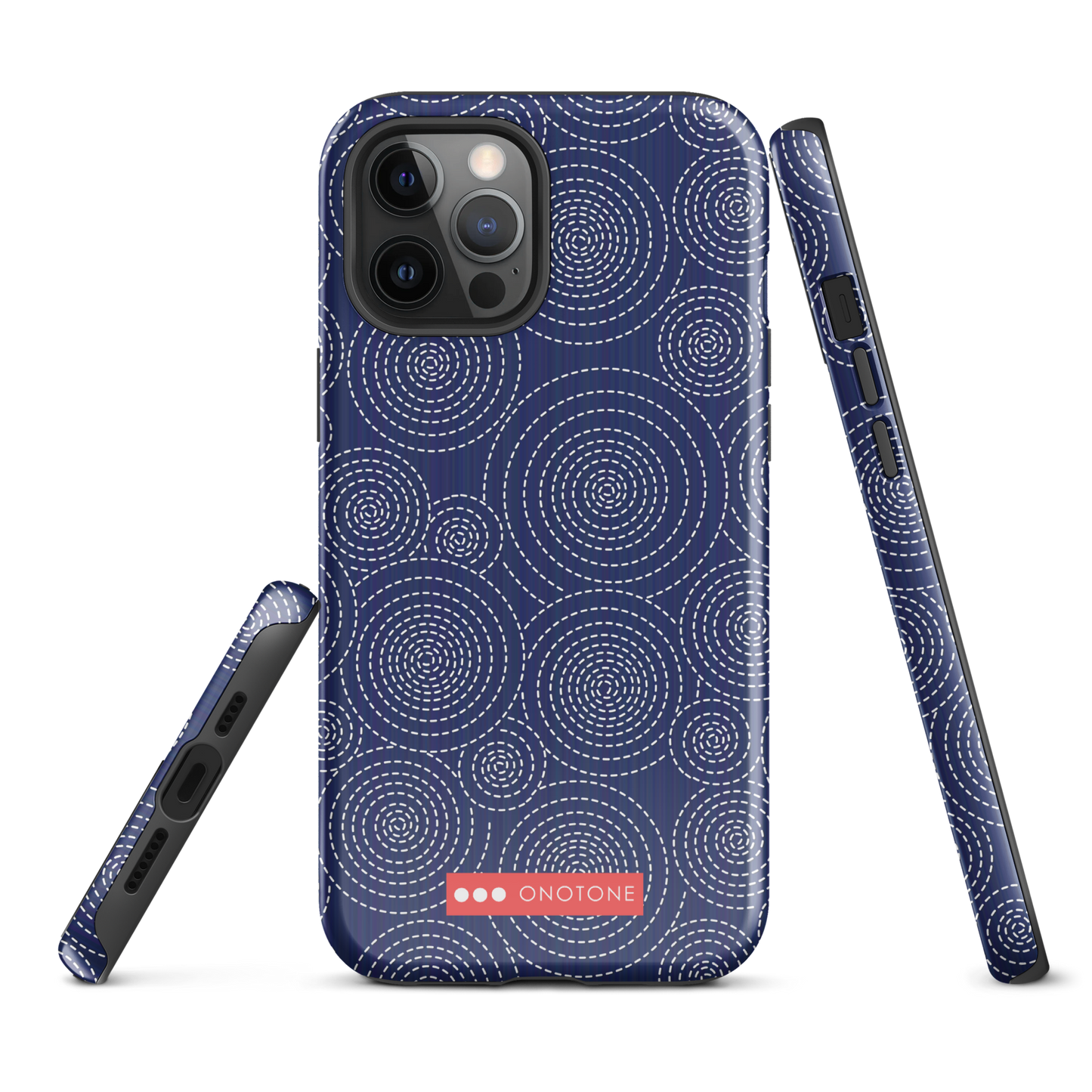Japanese design indigo iPhone® Case with circular patterns
