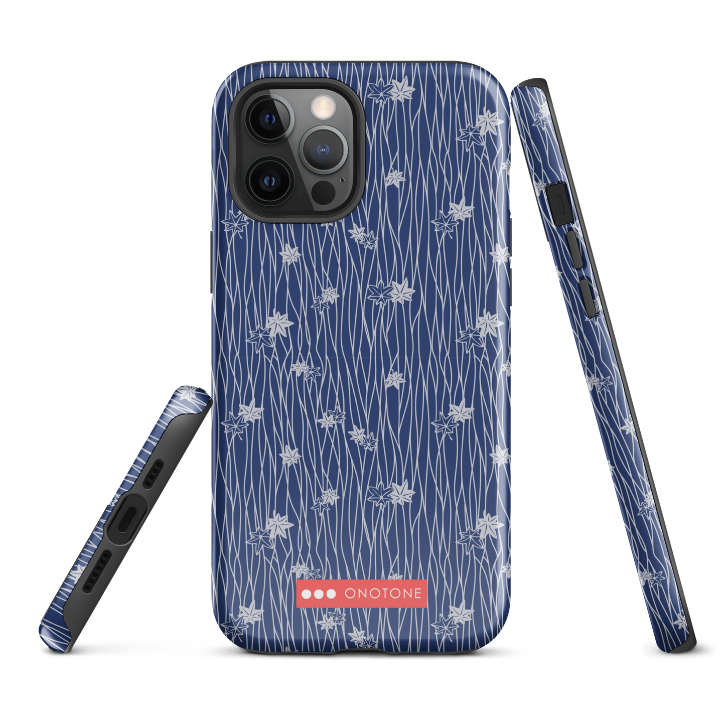 Japanese design indigo iPhone® Case with flower patterns