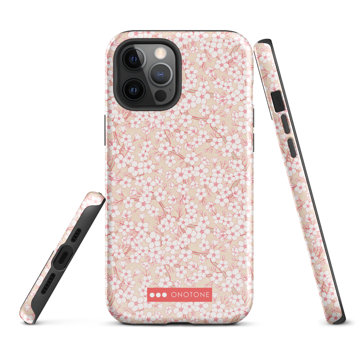 Japanese design indigo iPhone® Case with pink cherry blossom