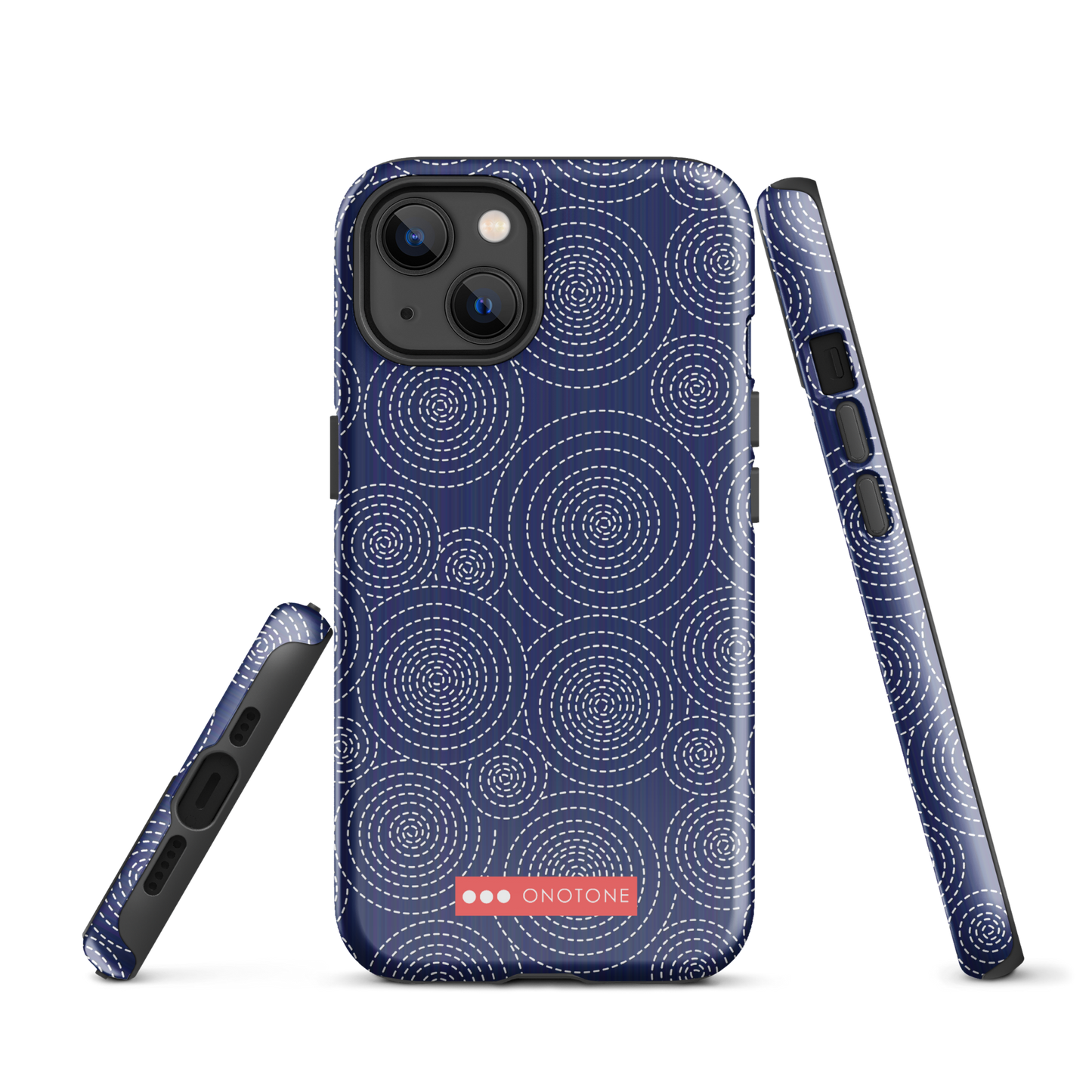 Japanese design indigo iPhone® Case with circular patterns