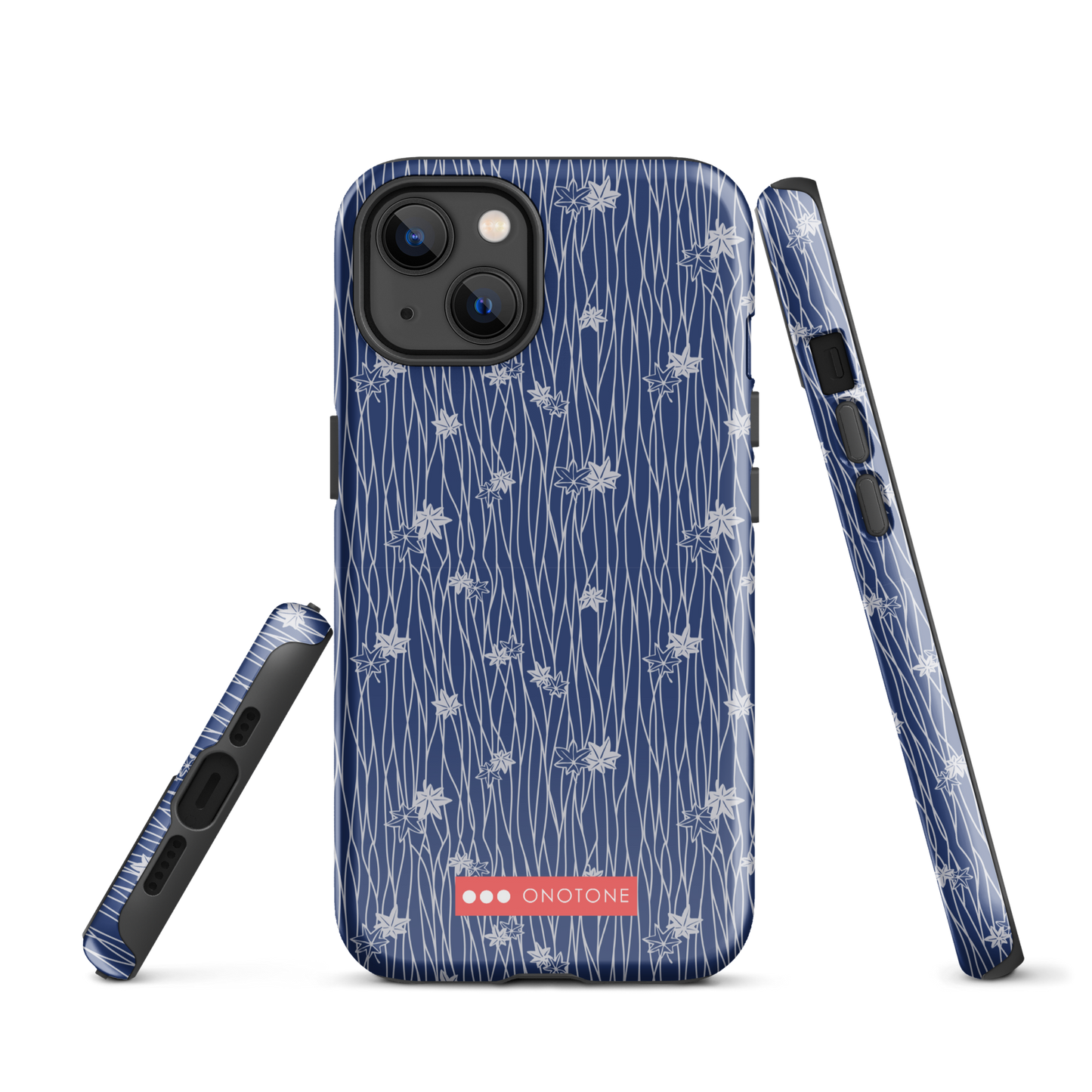 Japanese design indigo iPhone® Case with flower patterns