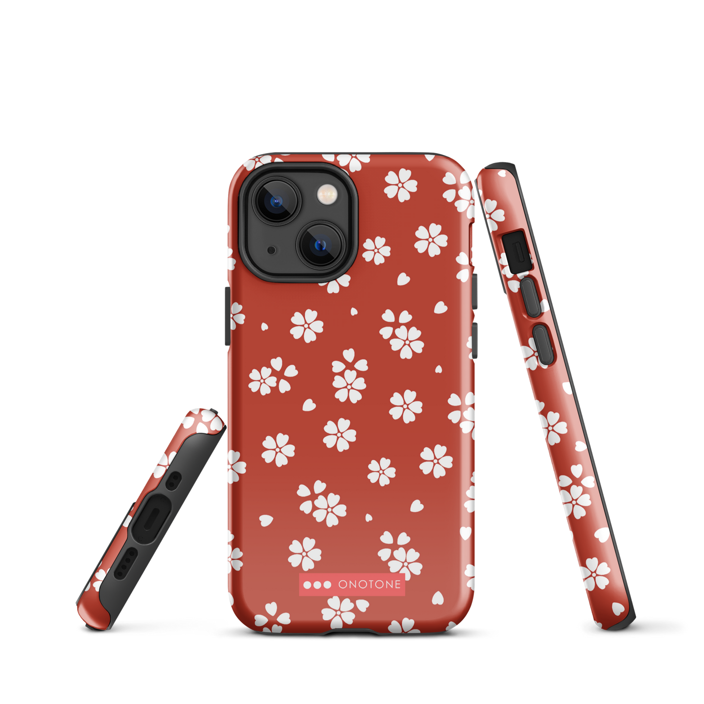 Japanese design indigo iPhone® Case with red floral patterns