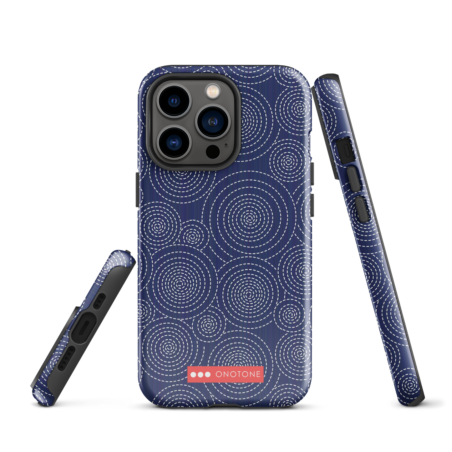 Japanese design indigo iPhone® Case with circular patterns