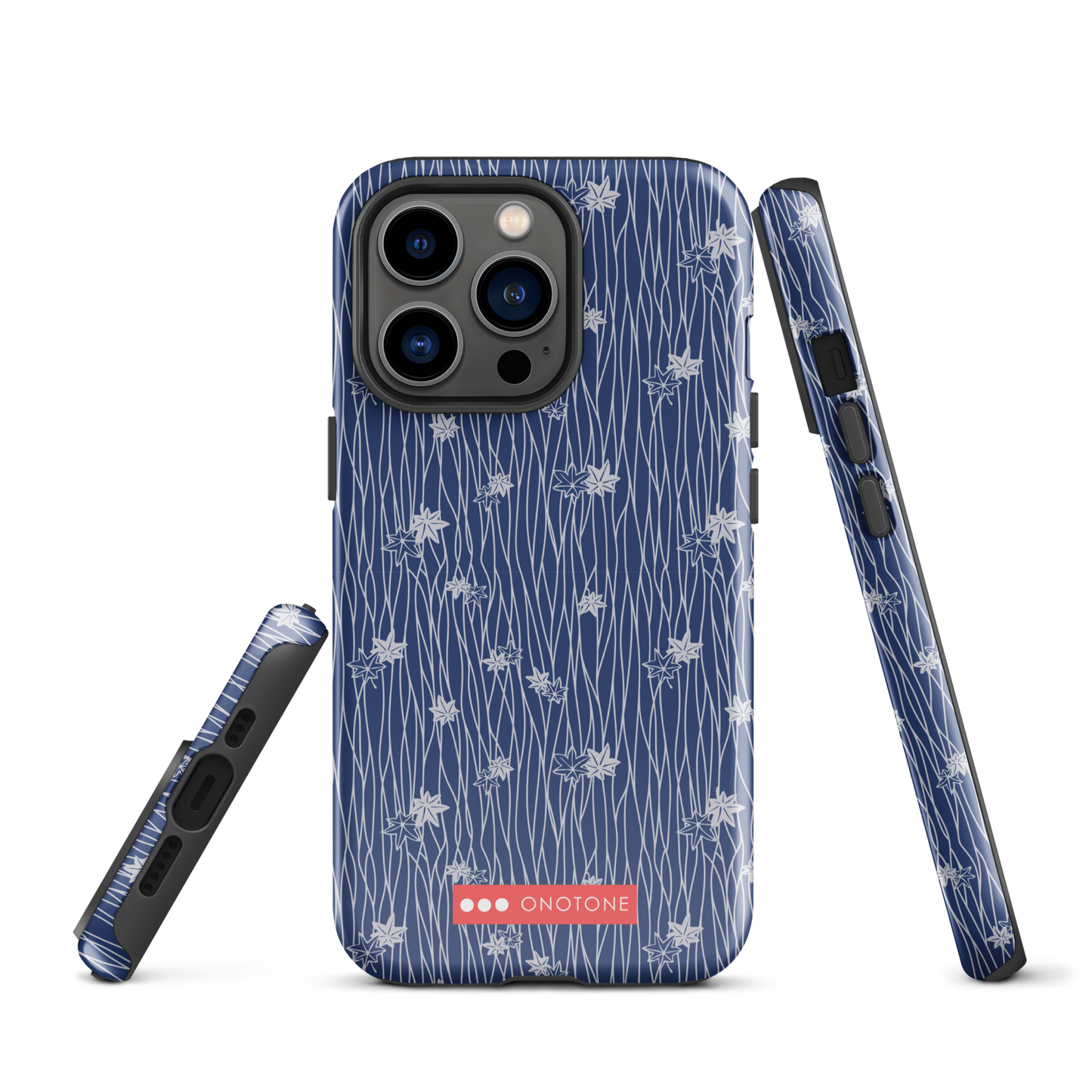 Japanese design indigo iPhone® Case with flower patterns