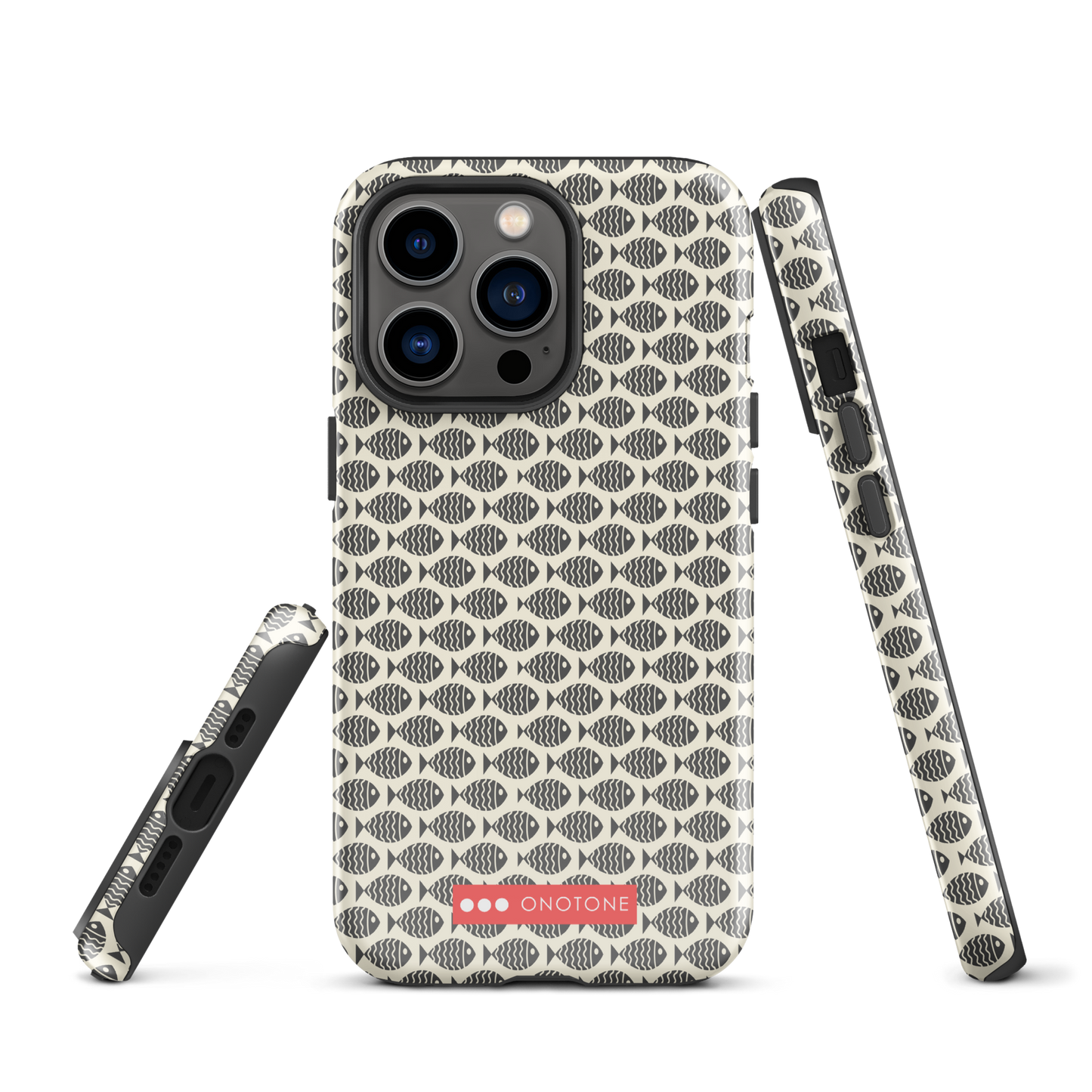 Japanese design indigo iPhone® Case with fish patterns