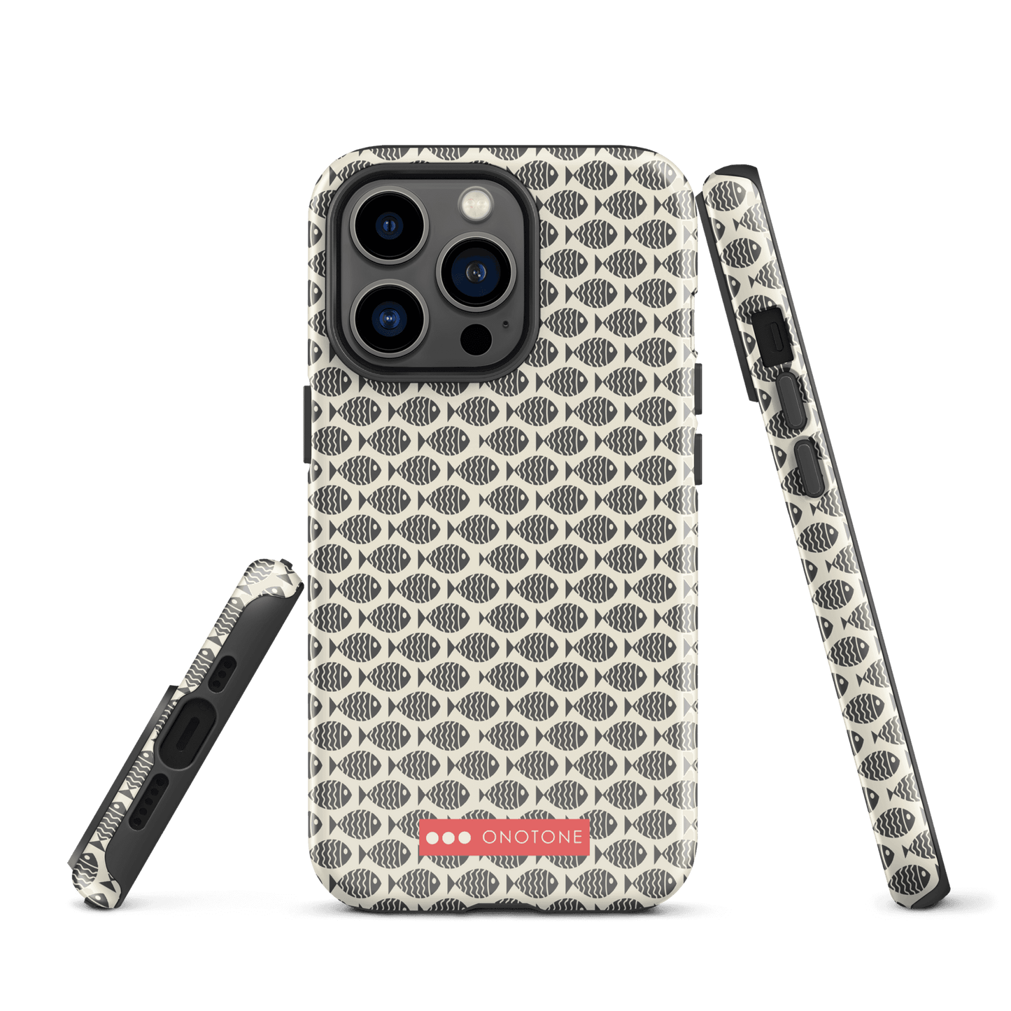 Japanese design indigo iPhone® Case with fish patterns (IND-022)