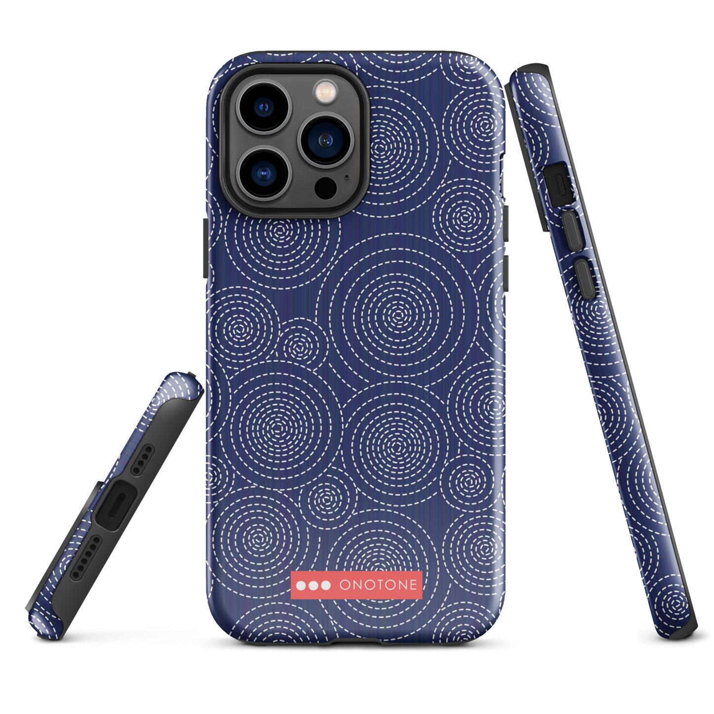Japanese design indigo iPhone® Case with circular patterns