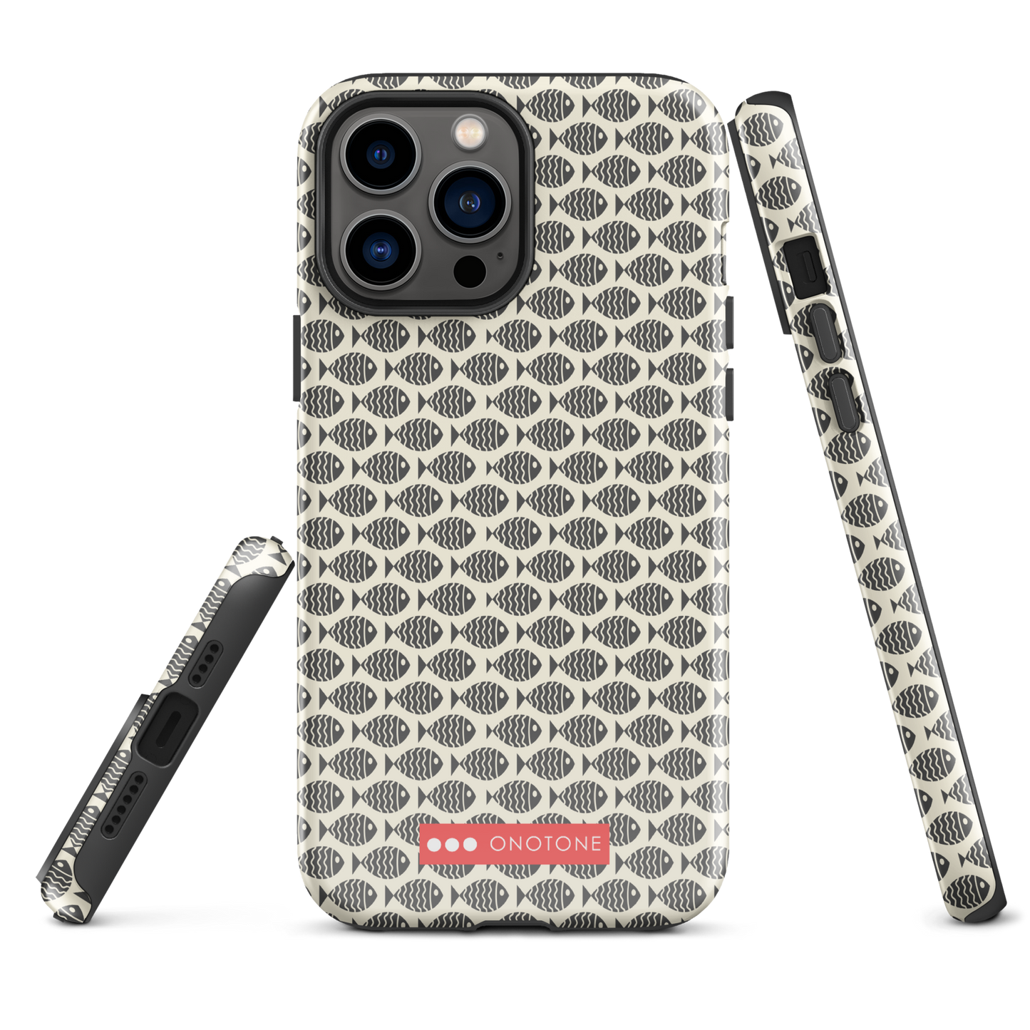 Japanese design indigo iPhone® Case with fish patterns