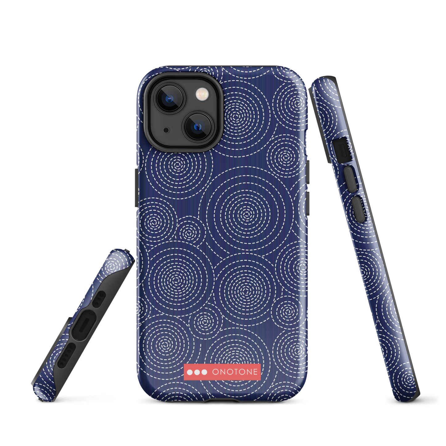 Japanese design indigo iPhone® Case with circular patterns