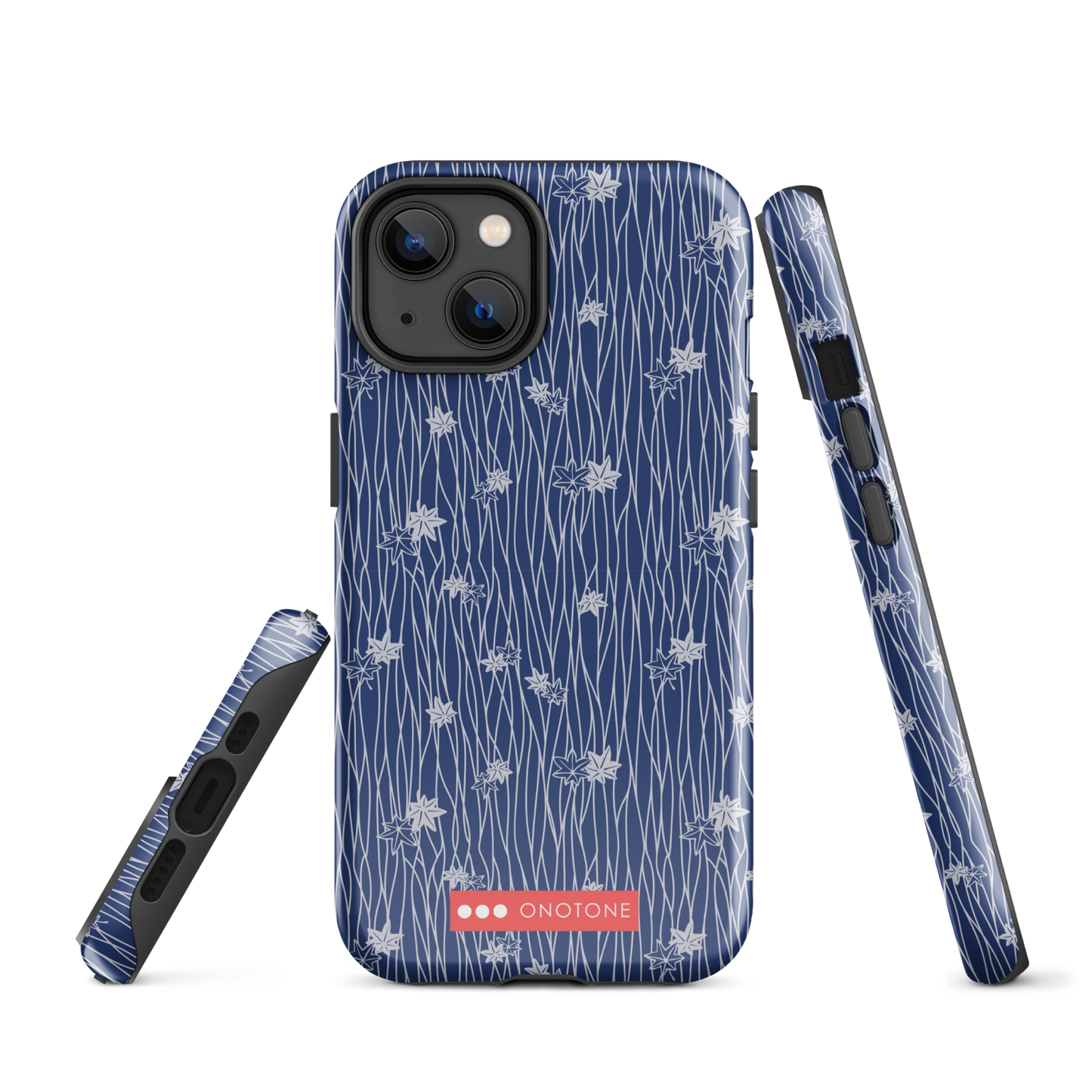 Japanese design indigo iPhone® Case with flower patterns