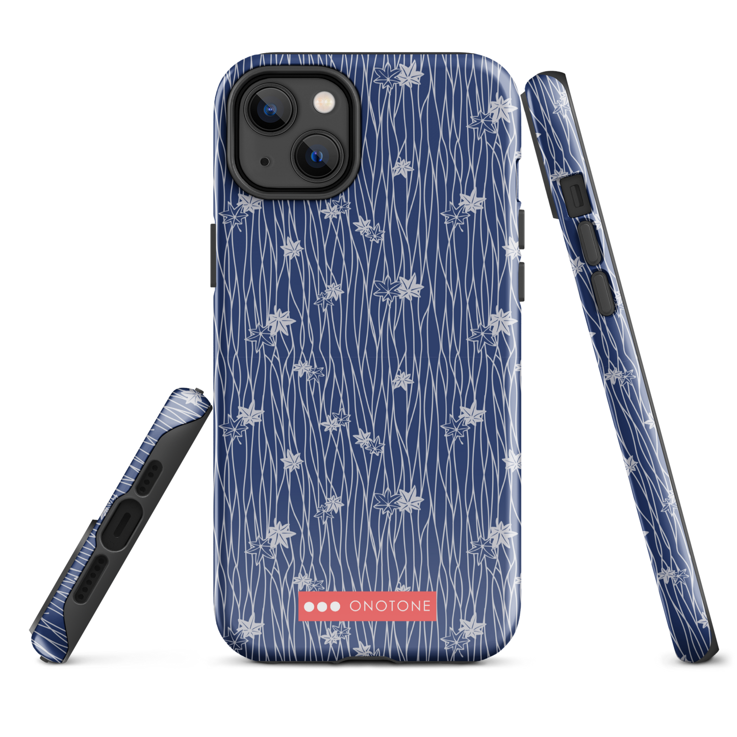 Japanese design indigo iPhone® Case with flower patterns