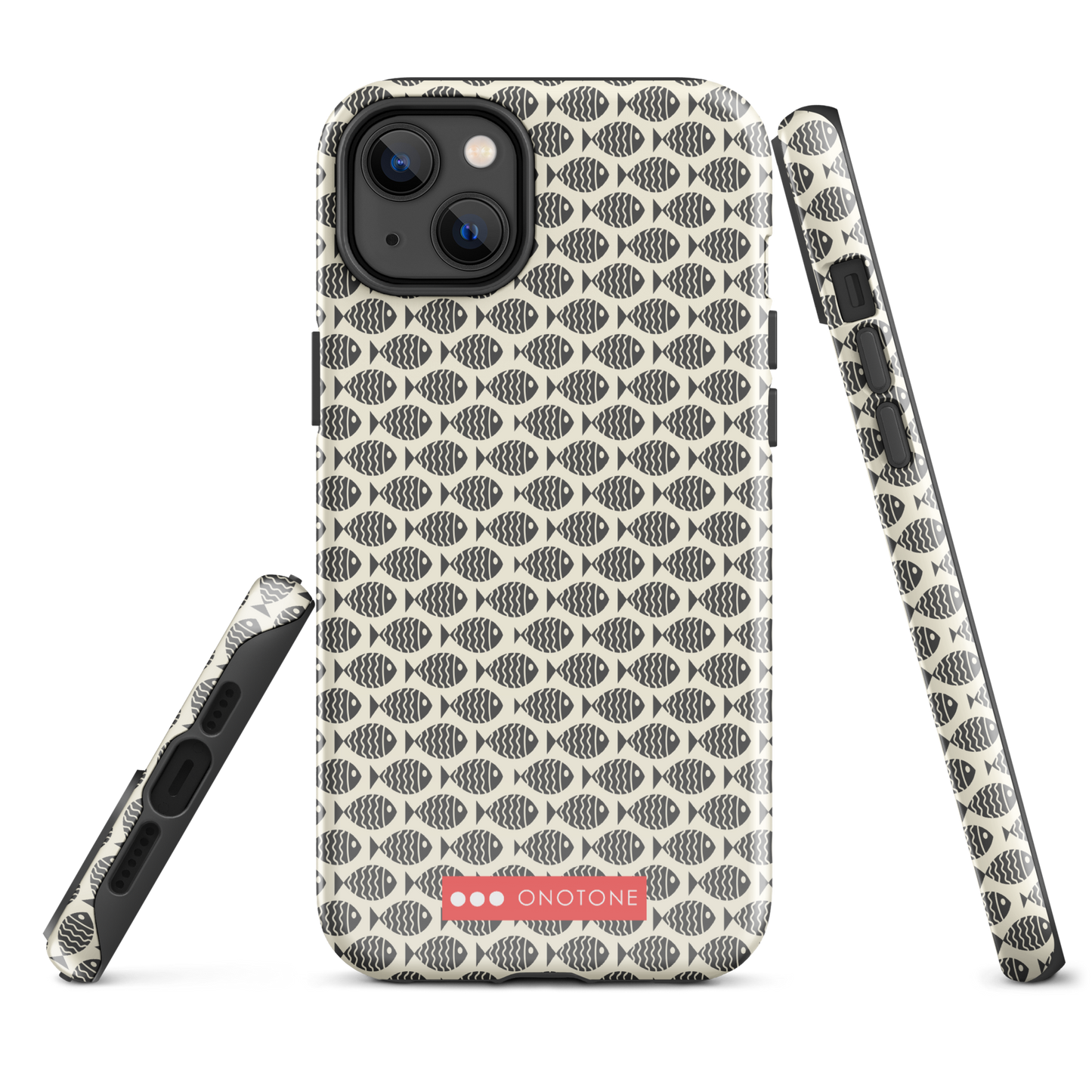 Japanese design indigo iPhone® Case with fish patterns