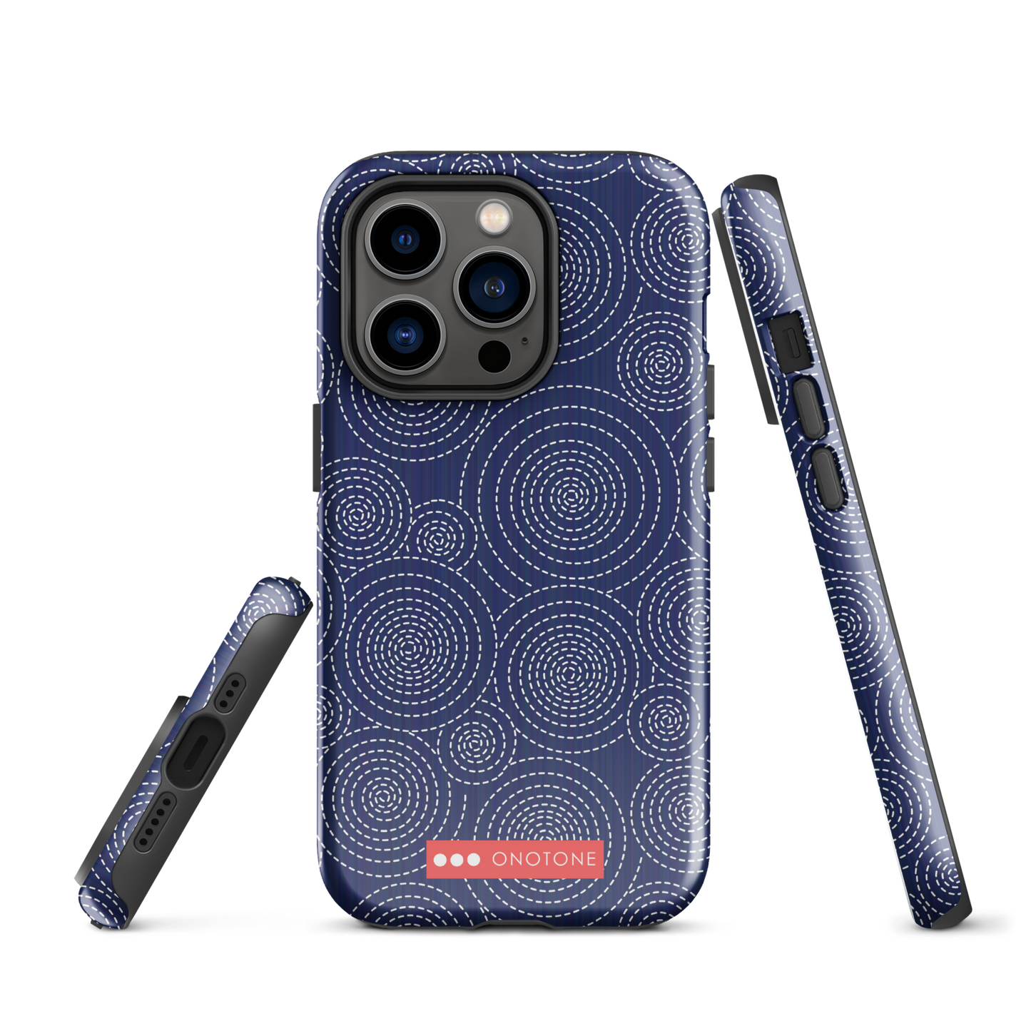 Japanese design indigo iPhone® Case with circular patterns