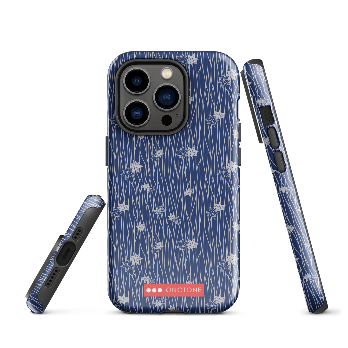 Japanese design indigo iPhone® Case with flower patterns