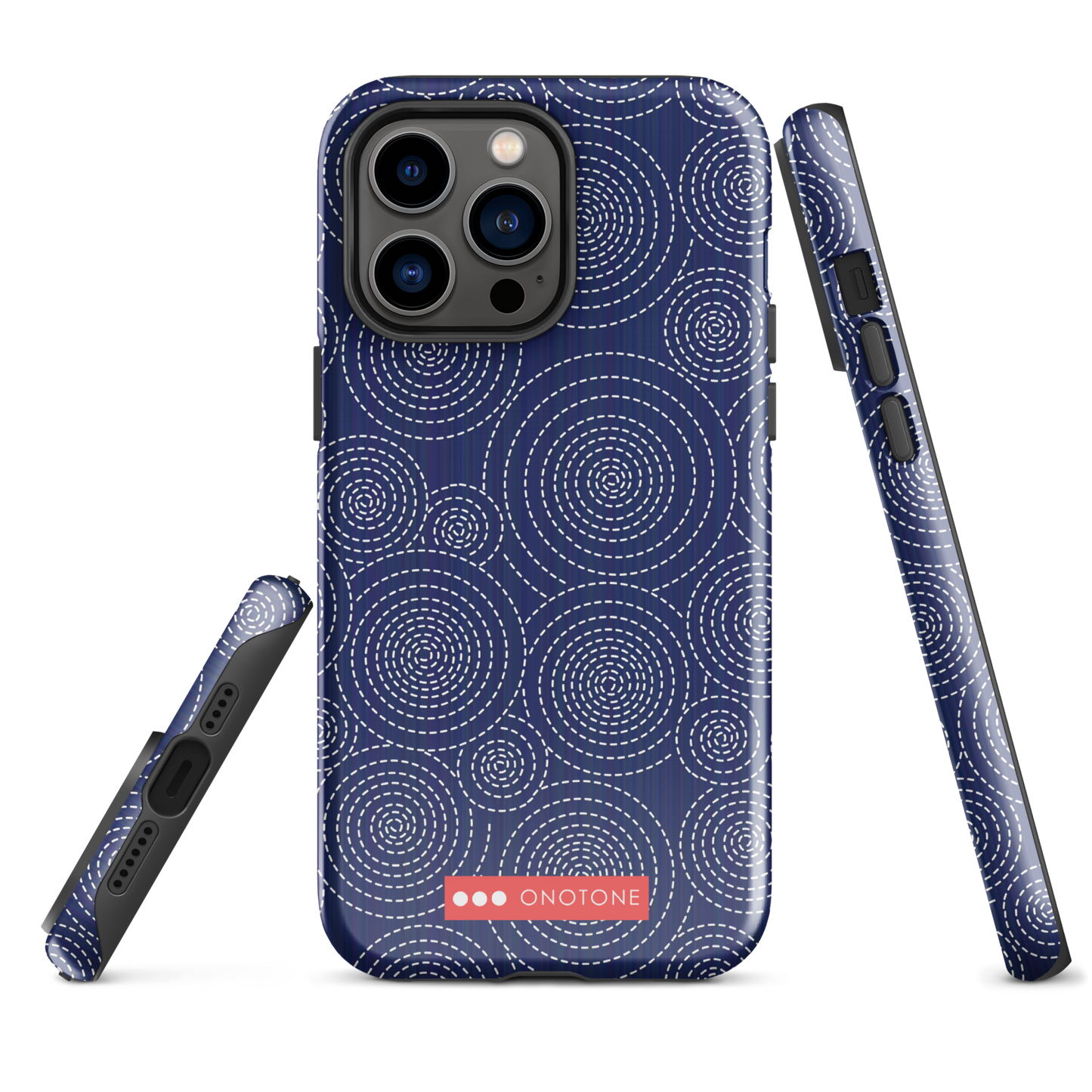 Japanese design indigo iPhone® Case with circular patterns