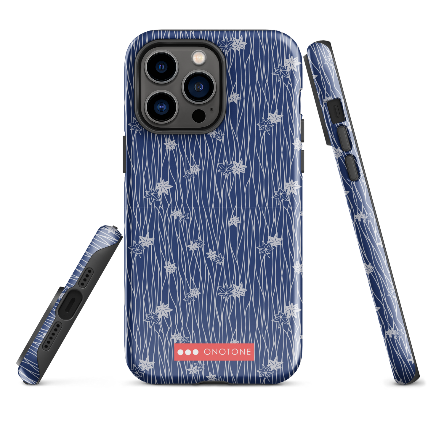 Japanese design indigo iPhone® Case with flower patterns