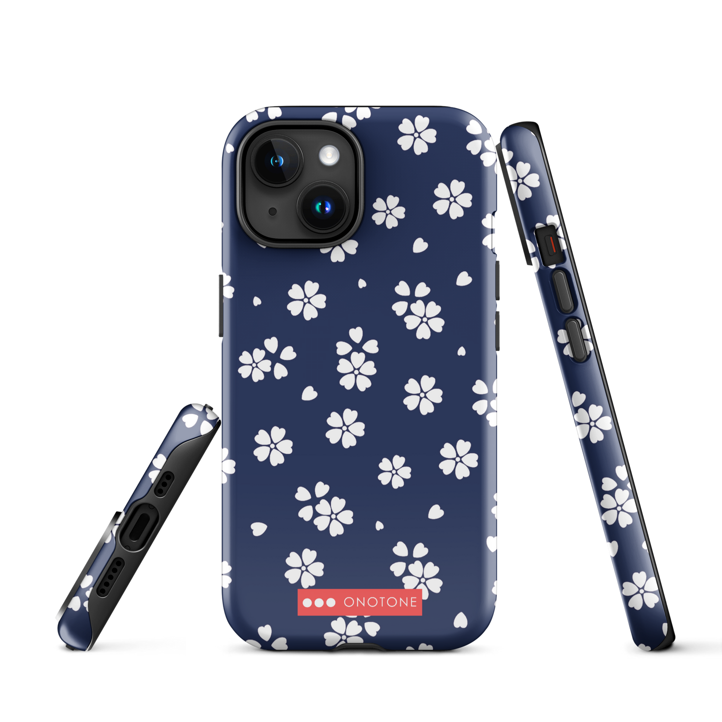 Japanese design indigo iPhone® Case with blue sakura patterns