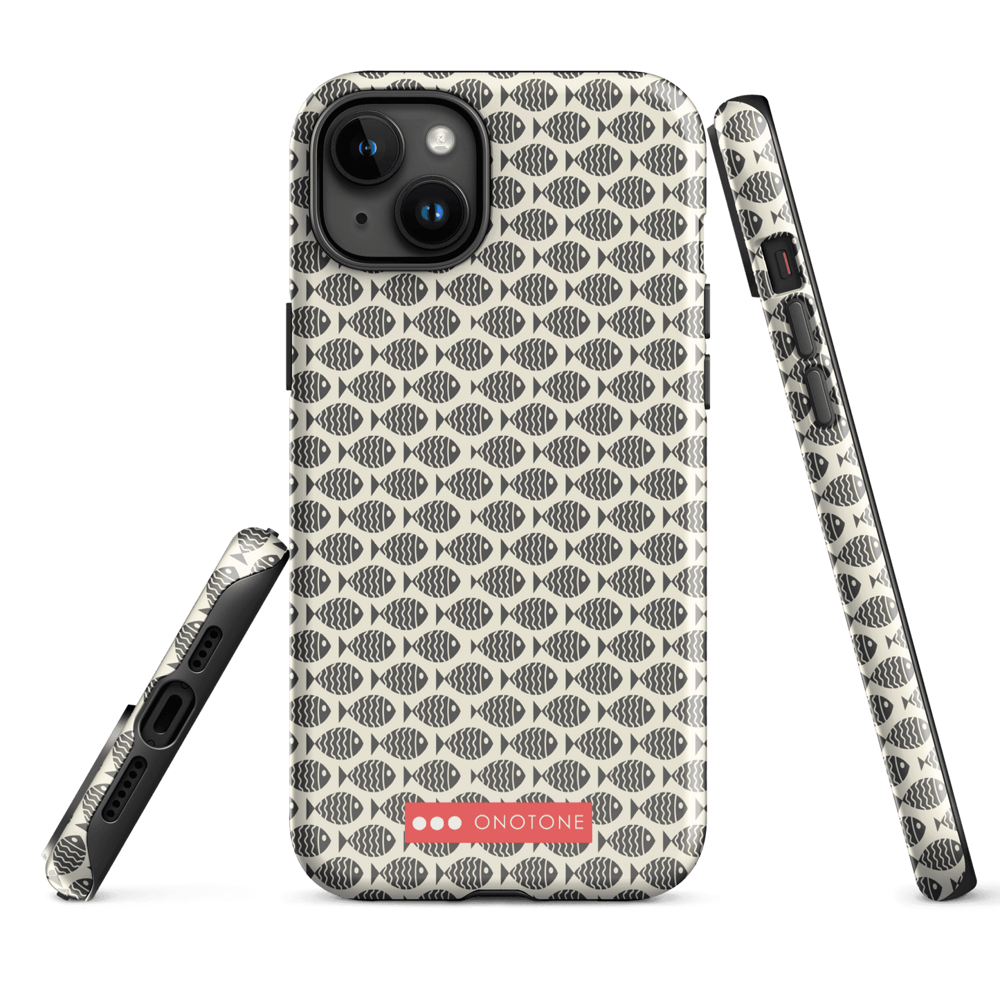Japanese design indigo iPhone® Case with fish patterns (IND-022)
