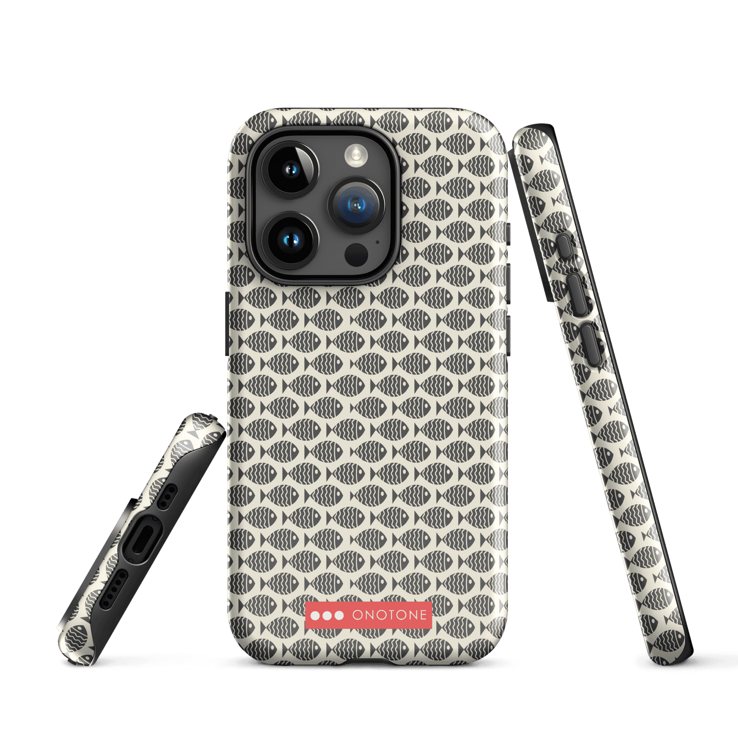 Japanese design indigo iPhone® Case with fish patterns (IND-022)