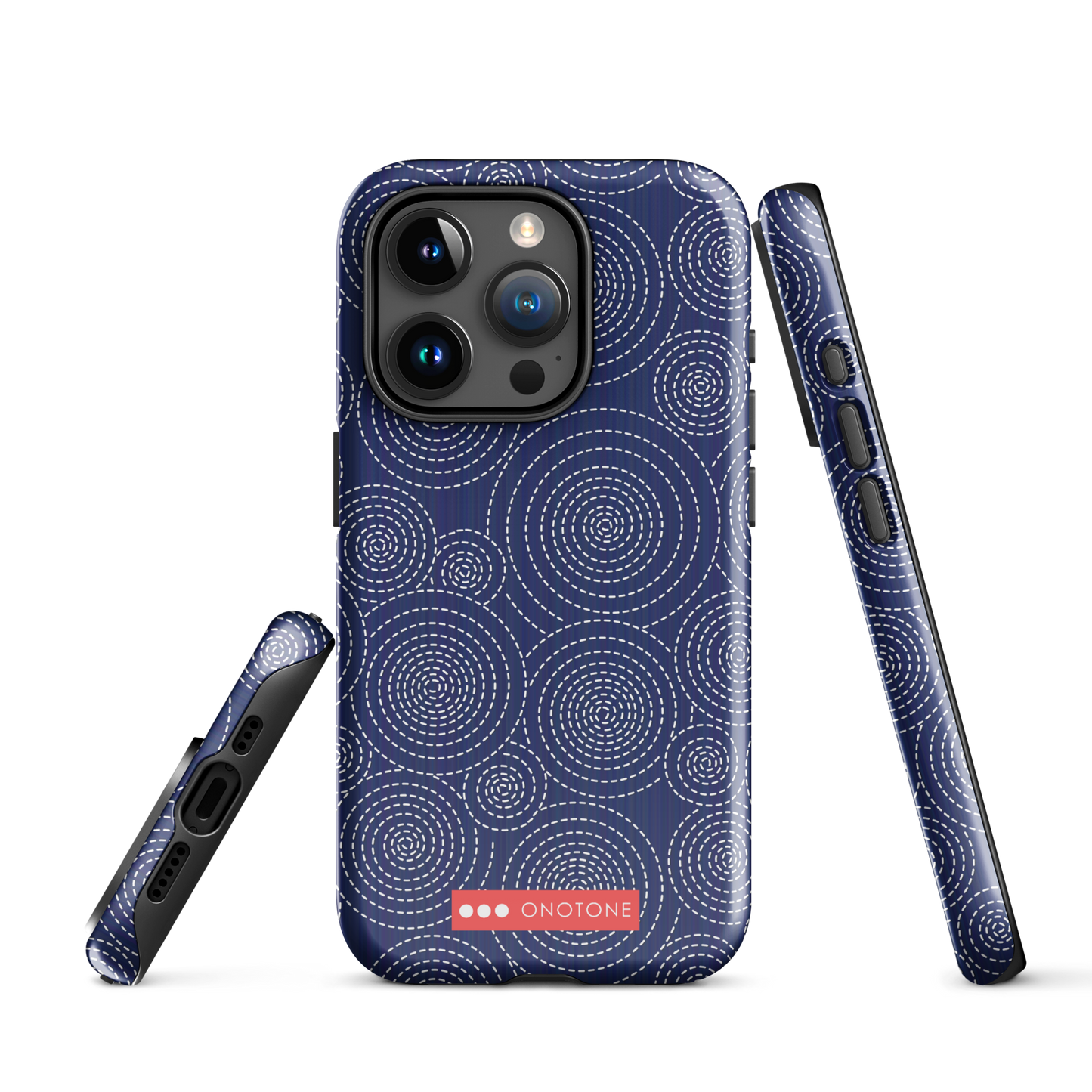 Japanese design indigo iPhone® Case with circular patterns