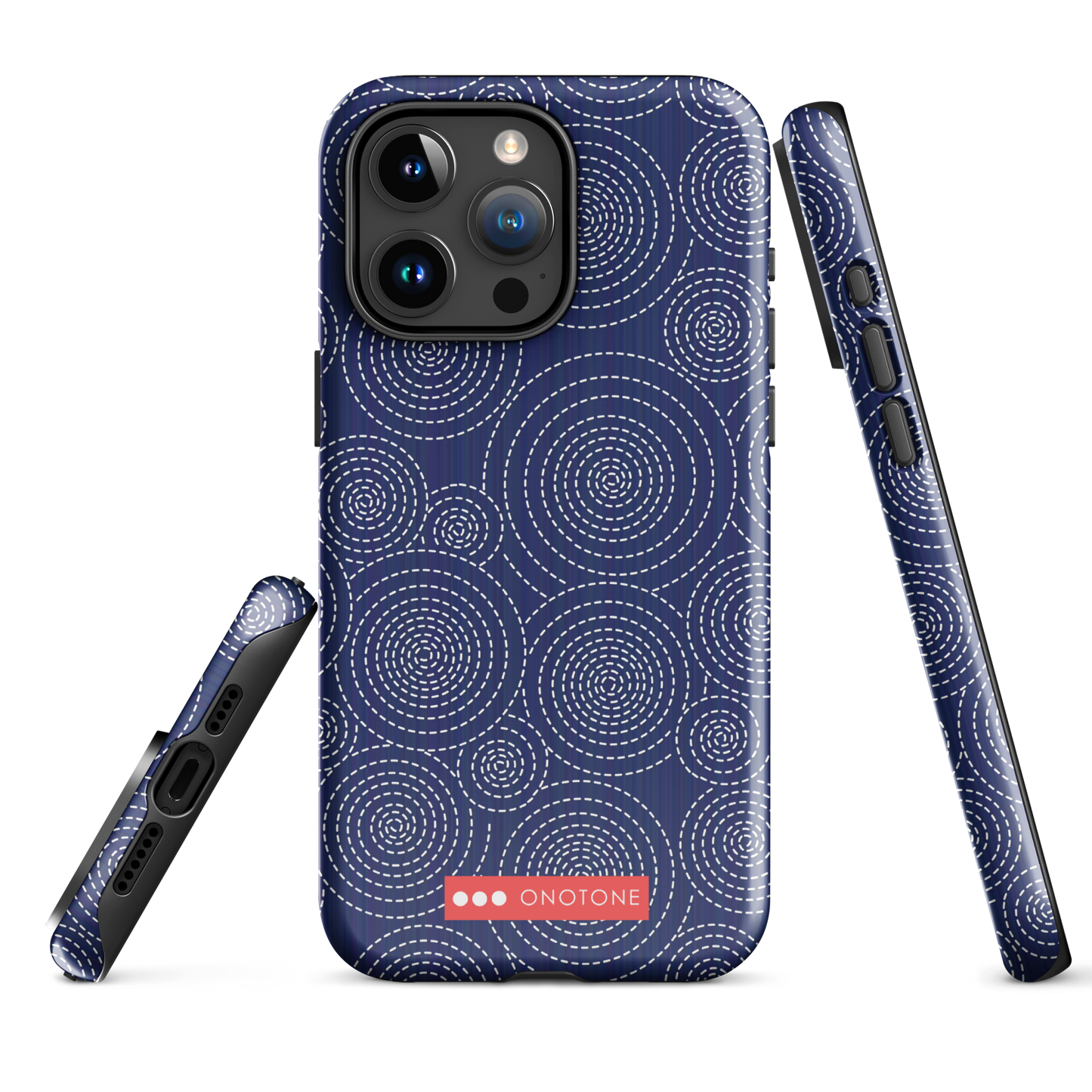 Japanese design indigo iPhone® Case with circular patterns