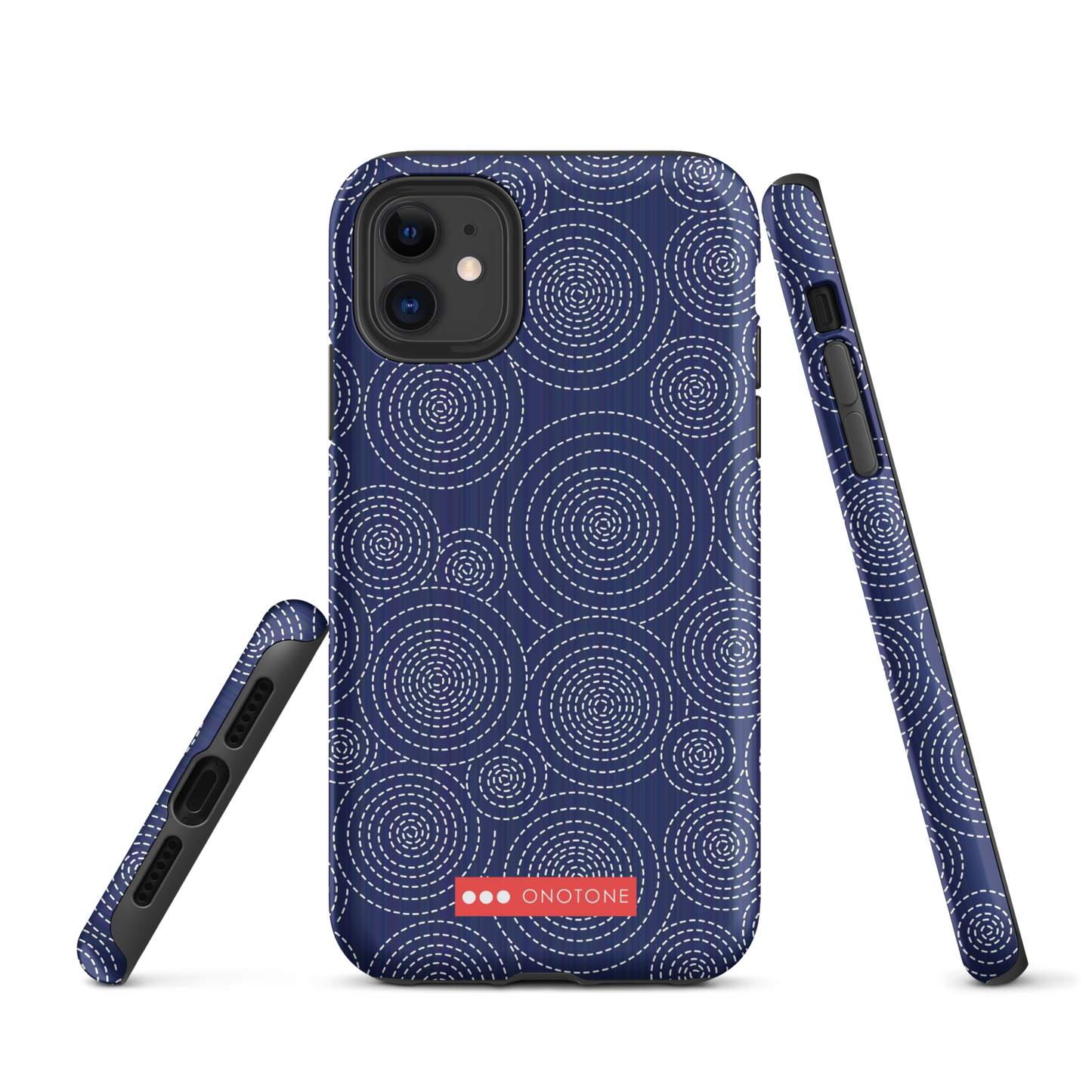 Japanese design indigo iPhone® Case with circular patterns