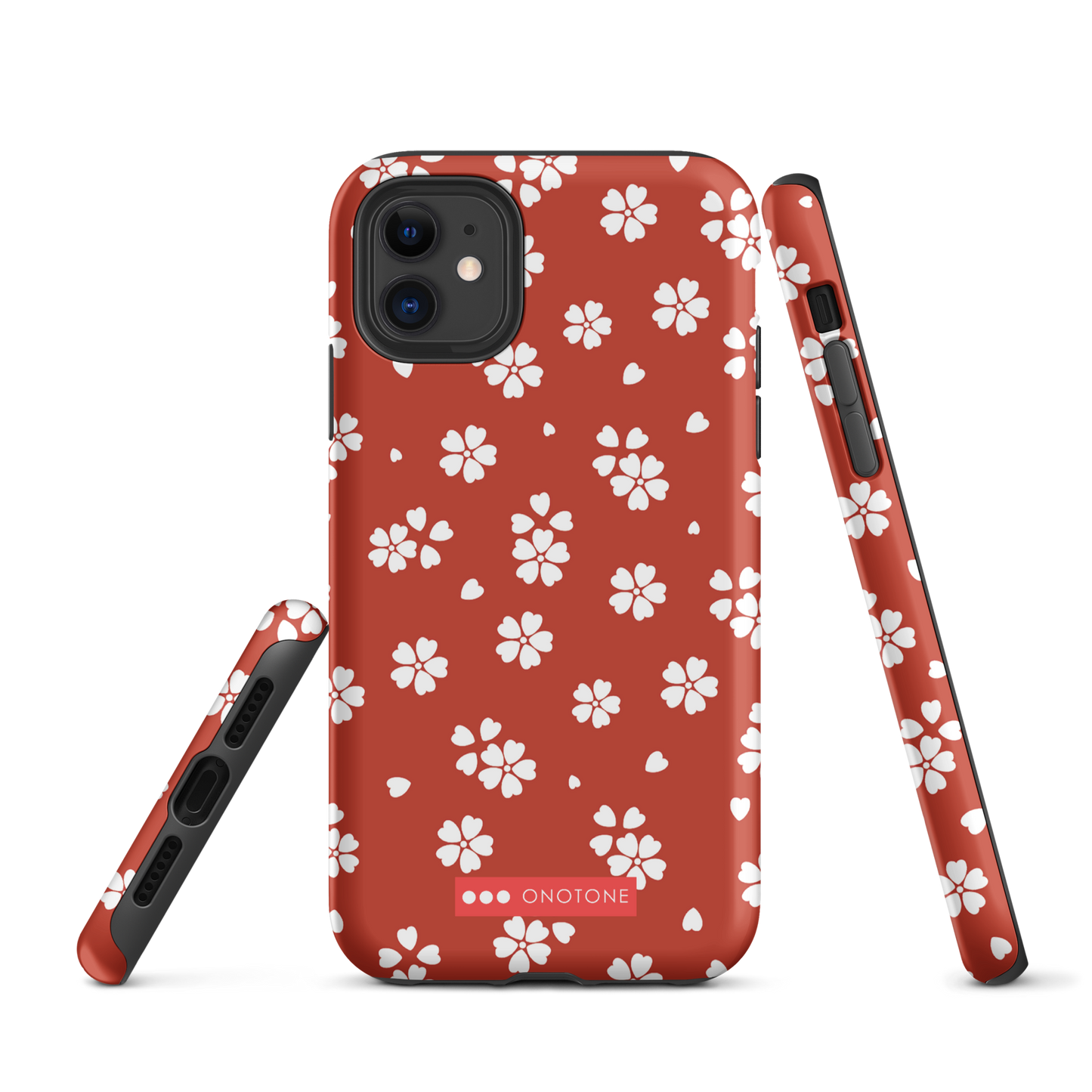Japanese design indigo iPhone® Case with red floral patterns