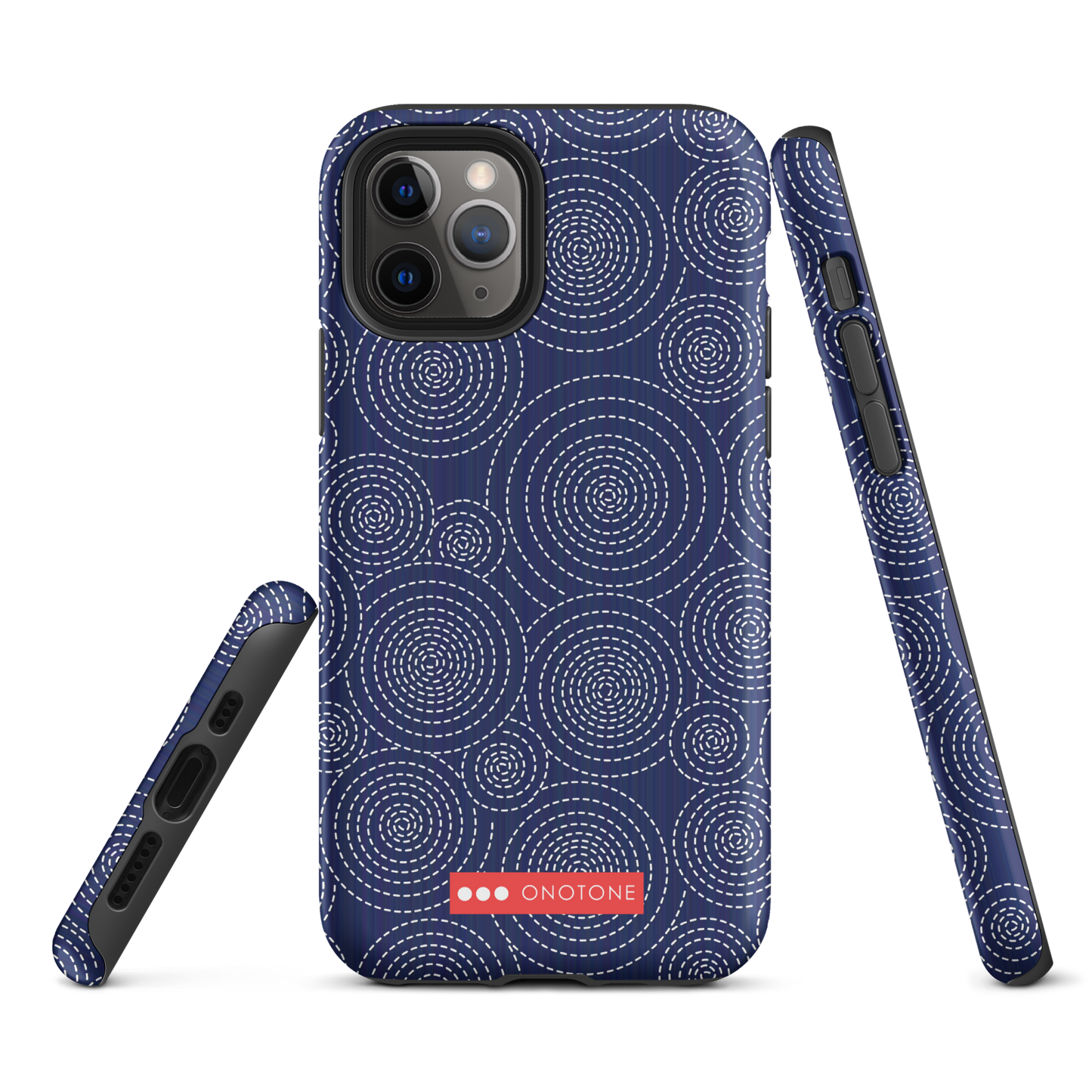 Japanese design indigo iPhone® Case with circular patterns