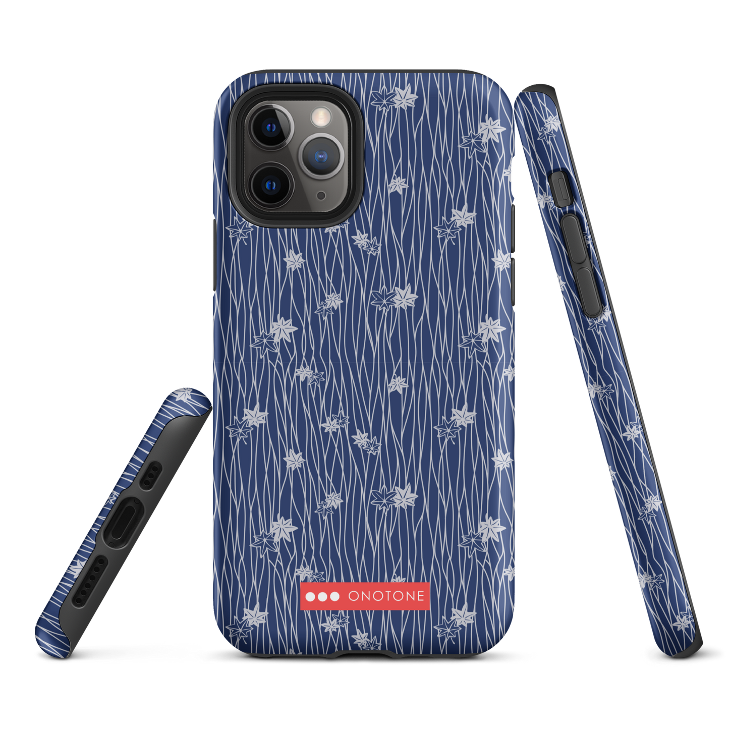 Japanese design indigo iPhone® Case with flower patterns