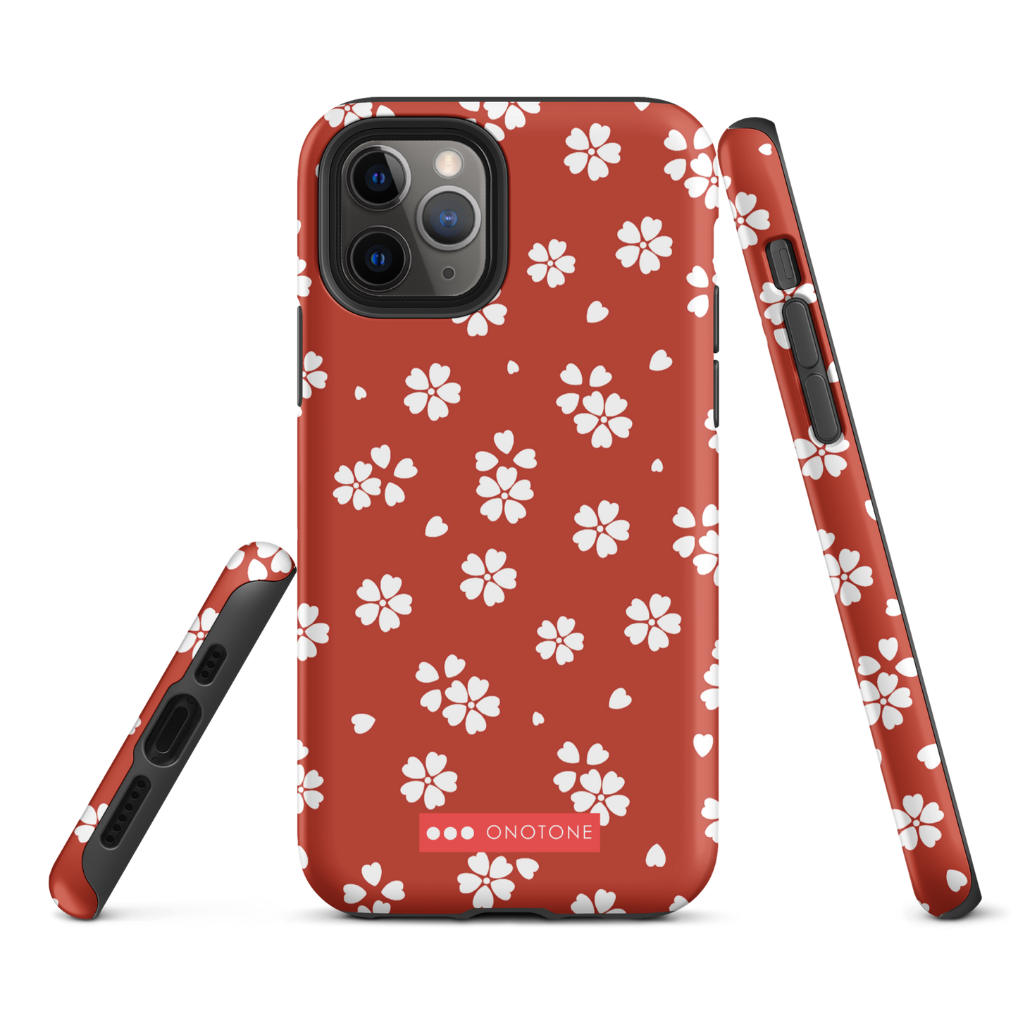 Japanese design indigo iPhone® Case with red floral patterns