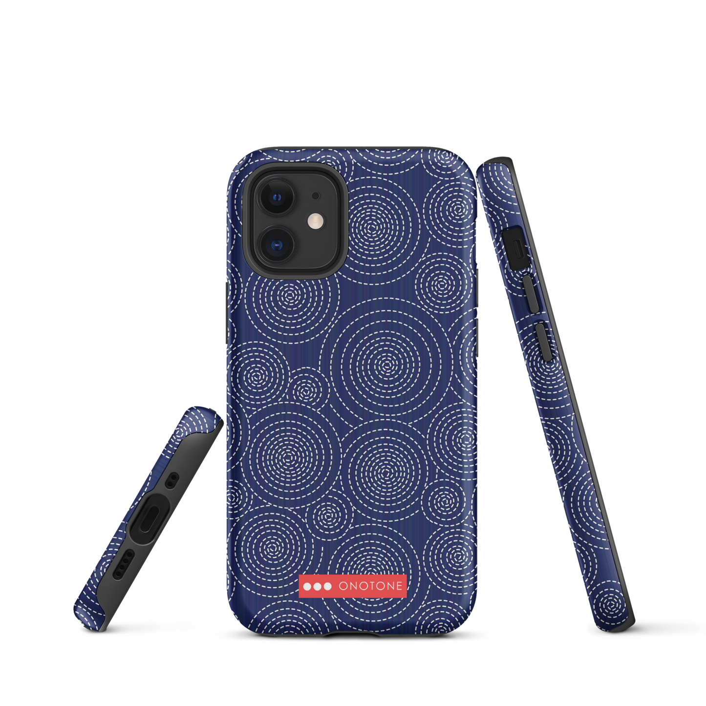 Japanese design indigo iPhone® Case with circular patterns