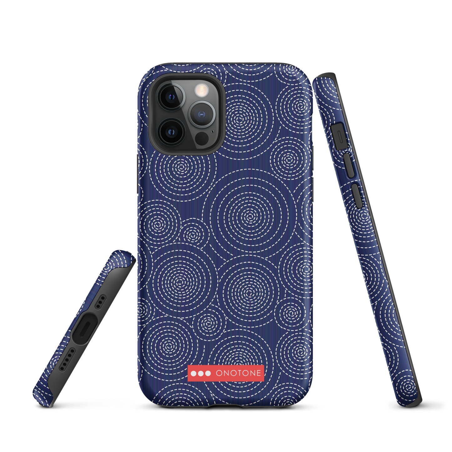 Japanese design indigo iPhone® Case with circular patterns