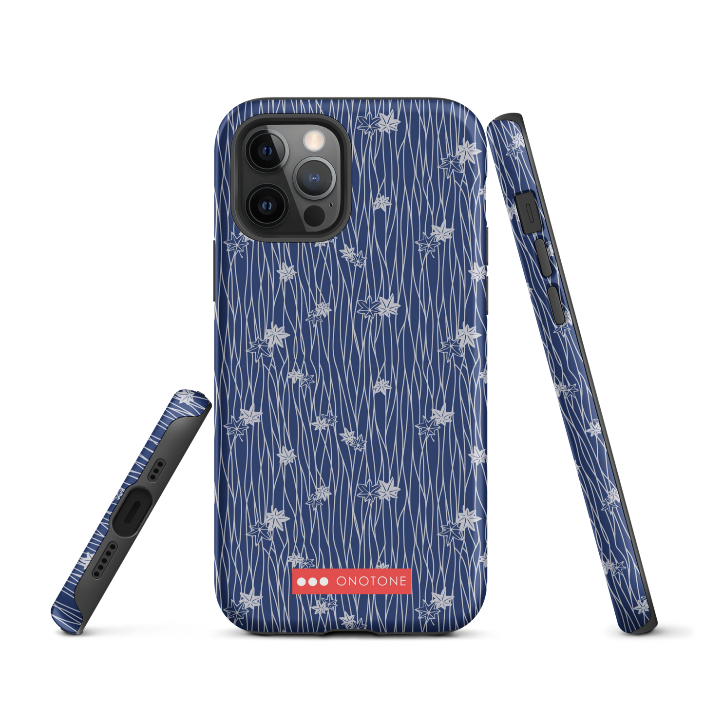 Japanese design indigo iPhone® Case with flower patterns