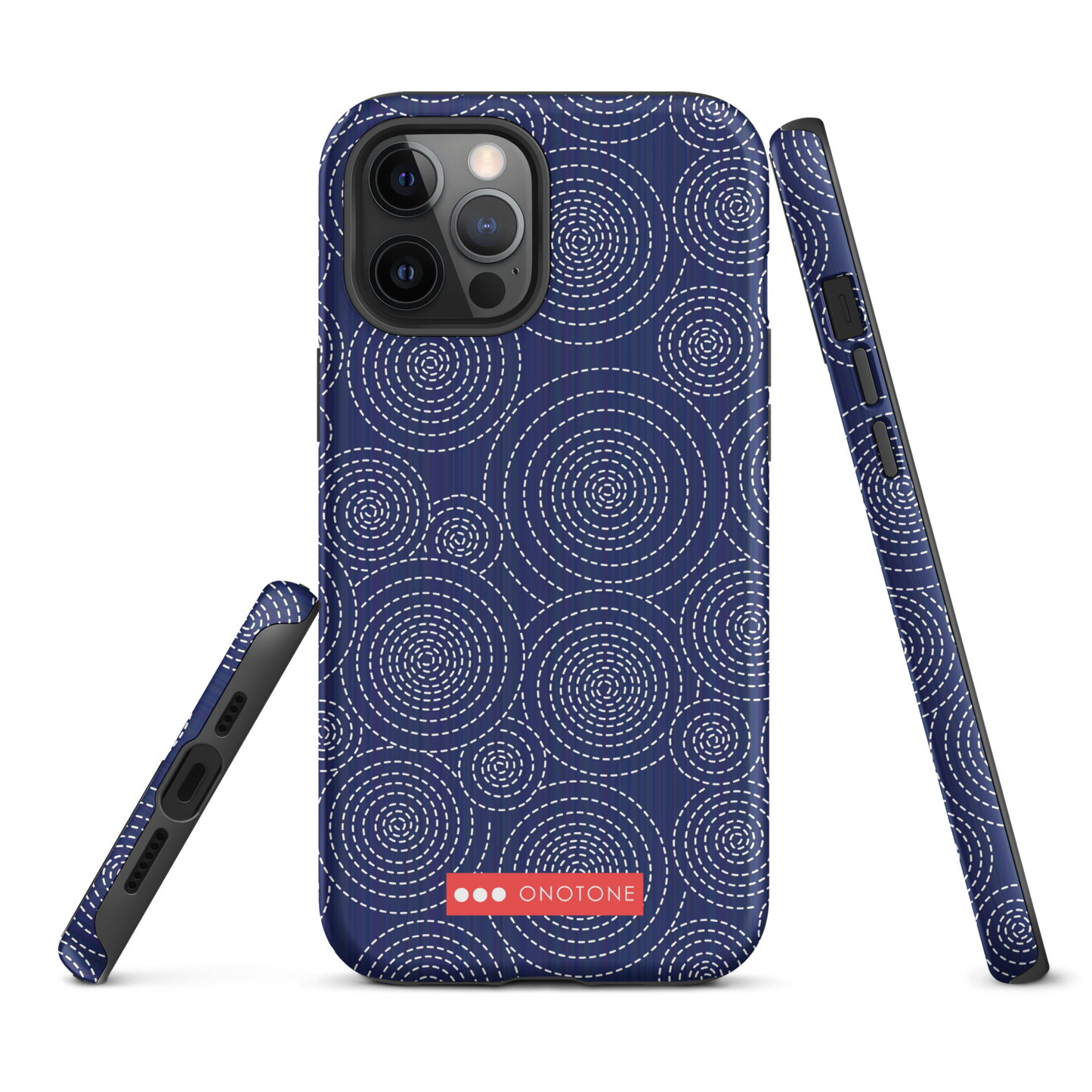 Japanese design indigo iPhone® Case with circular patterns