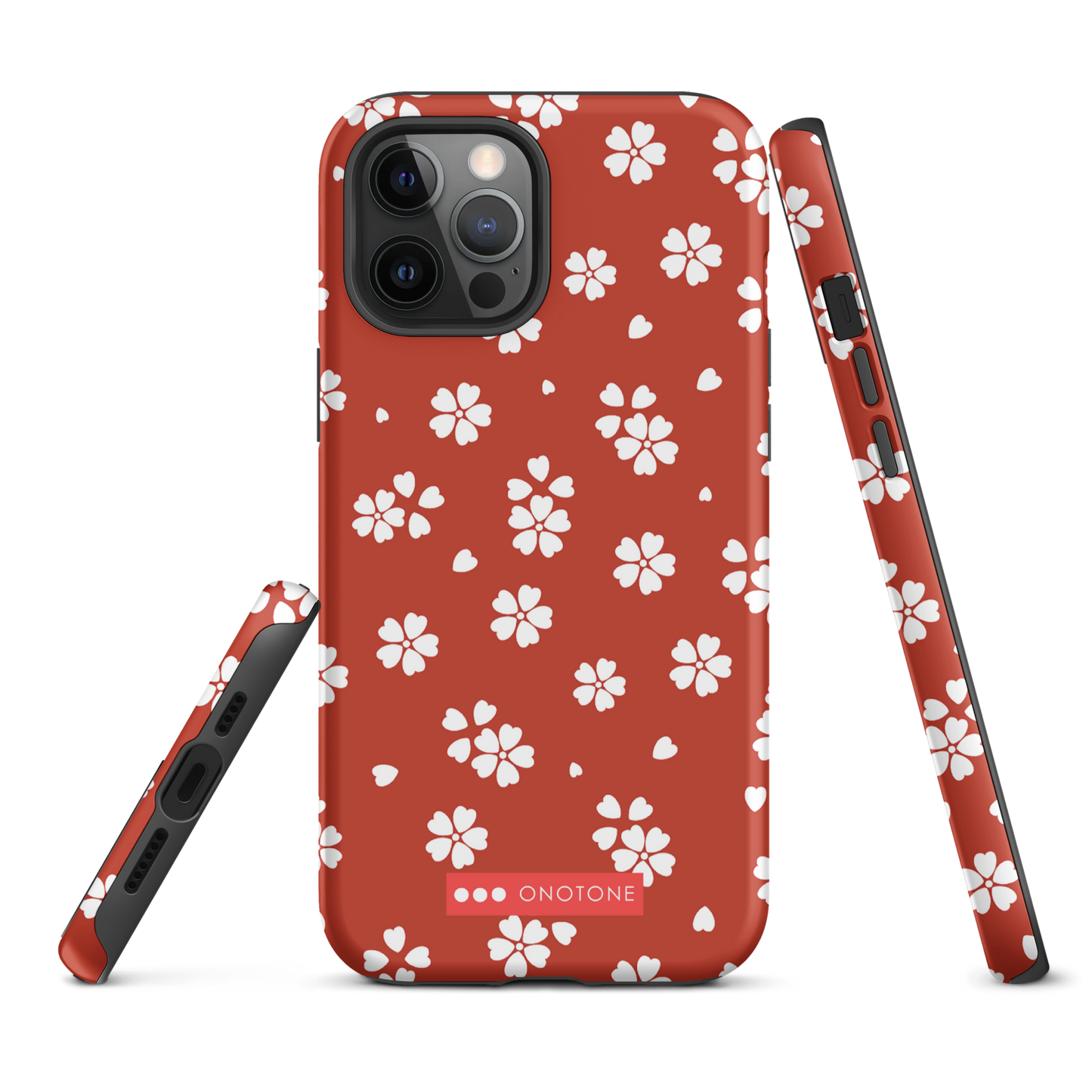 Japanese design indigo iPhone® Case with red floral patterns