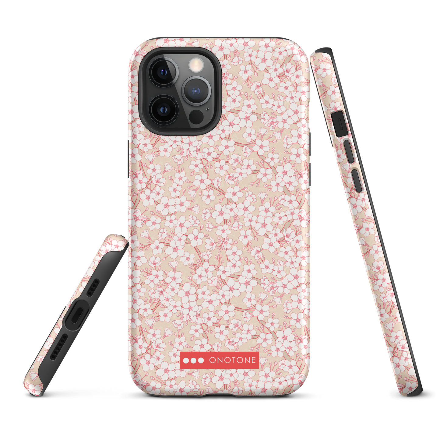 Japanese design indigo iPhone® Case with pink cherry blossom