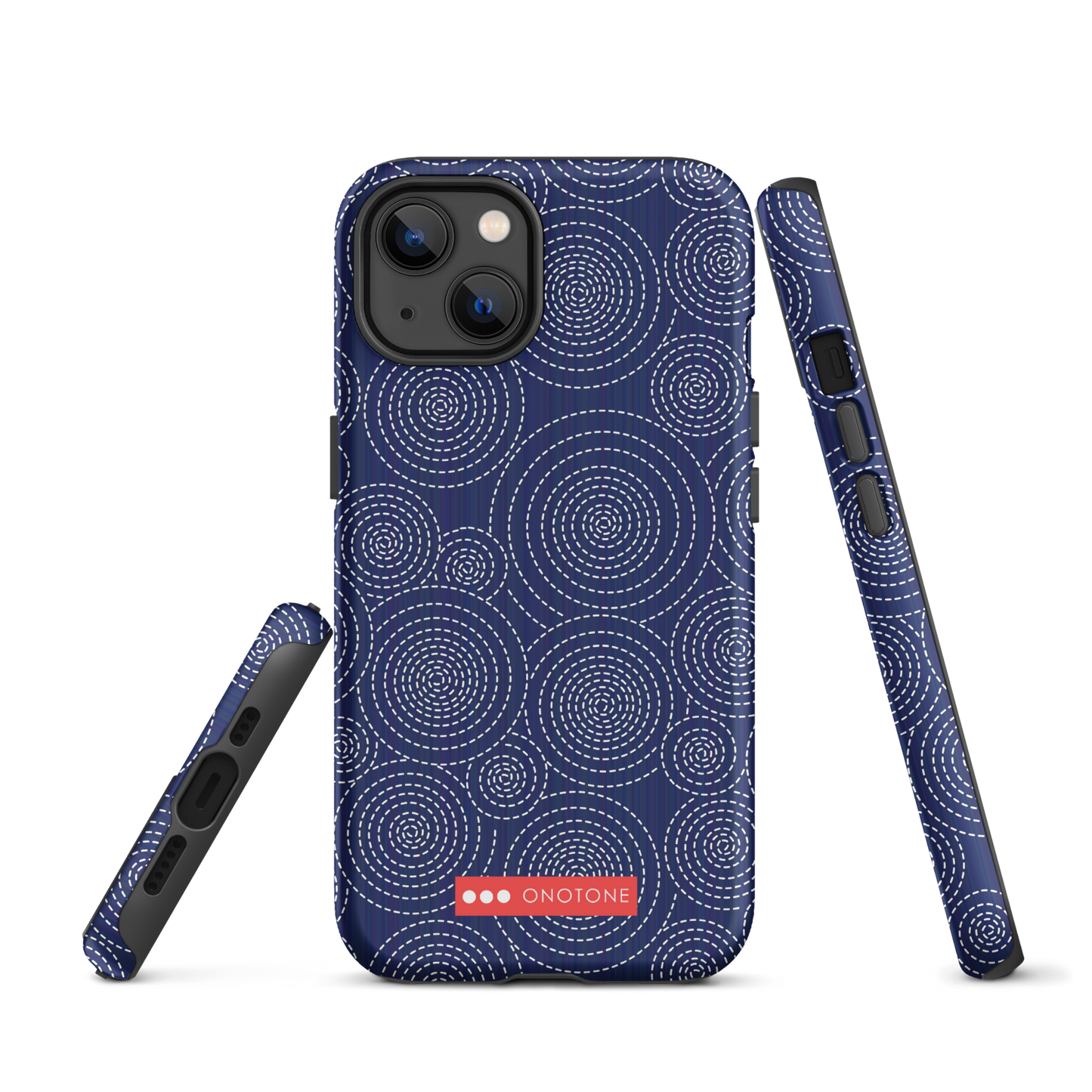 Japanese design indigo iPhone® Case with circular patterns