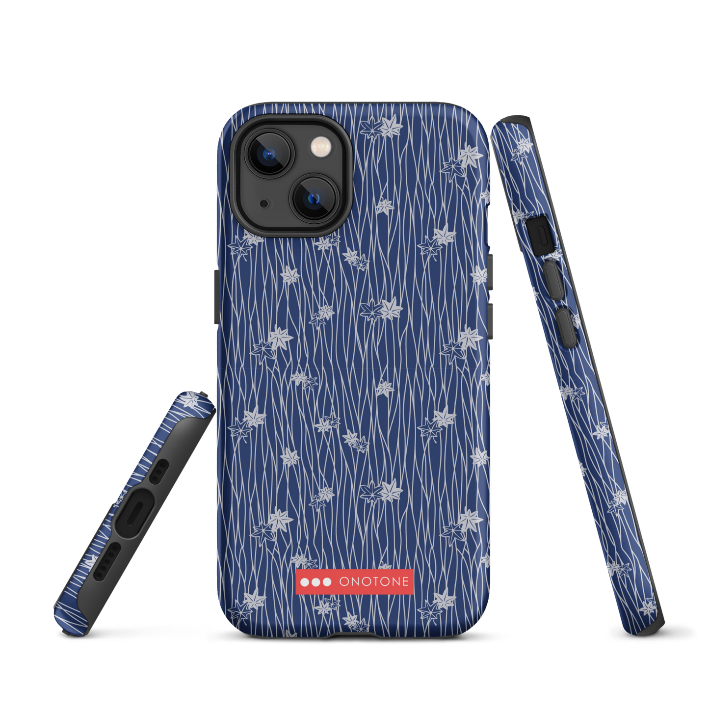 Japanese design indigo iPhone® Case with flower patterns