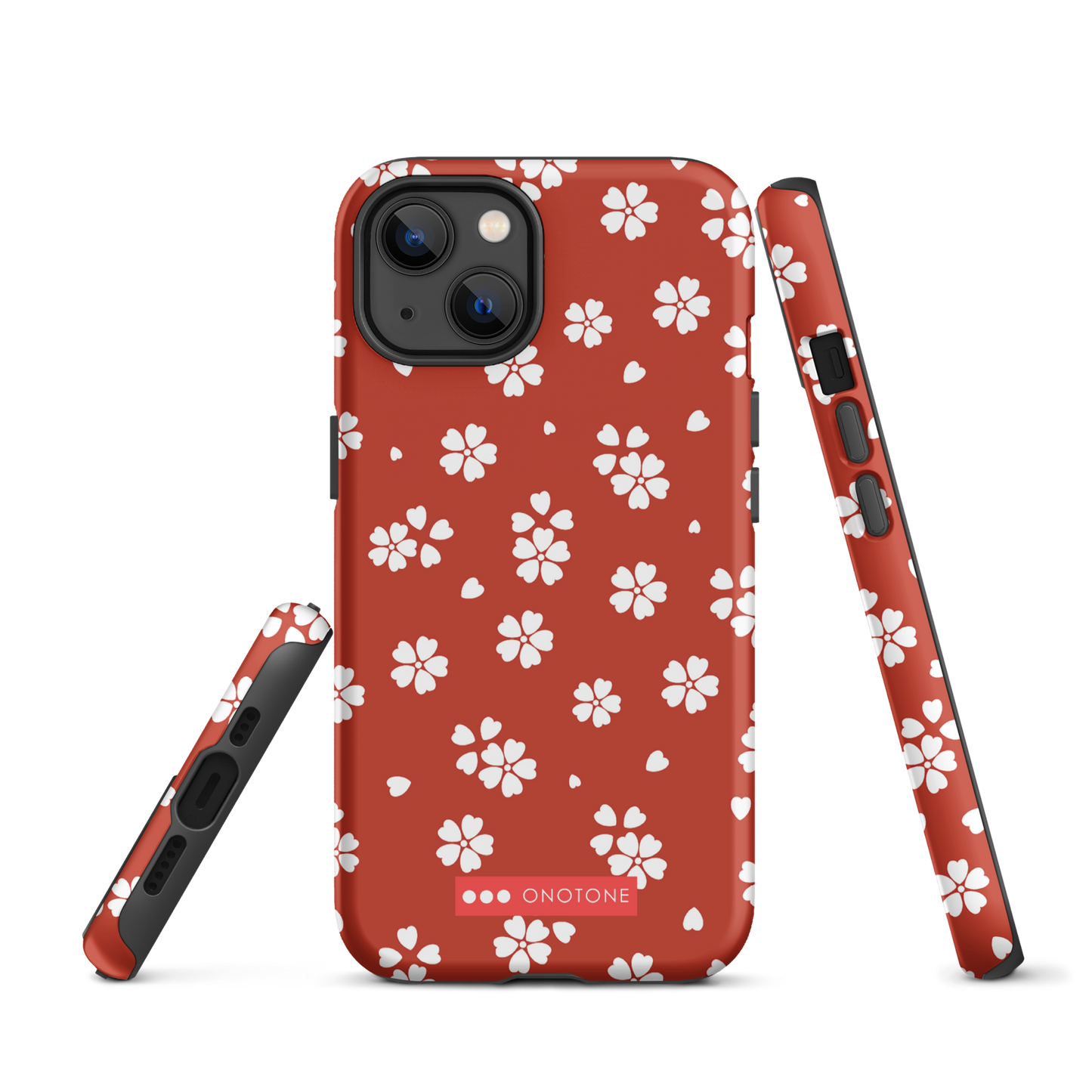 Japanese design indigo iPhone® Case with red floral patterns
